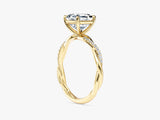 Asscher Twisted Lab Grown Diamond Engagement Ring with Pave Set Side Stones (1.50 CT)