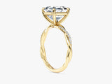 Asscher Twisted Lab Grown Diamond Engagement Ring with Pave Set Side Stones (3.00 CT)