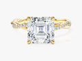 Asscher Twisted Moissanite Engagement Ring with Pave Set Side Stones (3.00 CT)