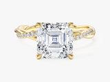 Asscher Twisted Lab Grown Diamond Engagement Ring with Pave Set Side Stones (3.00 CT)