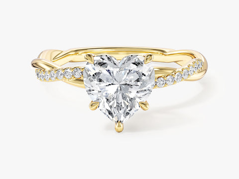 Heart Twisted Moissanite Engagement Ring with Pave Set Side Stones (1.50 CT)