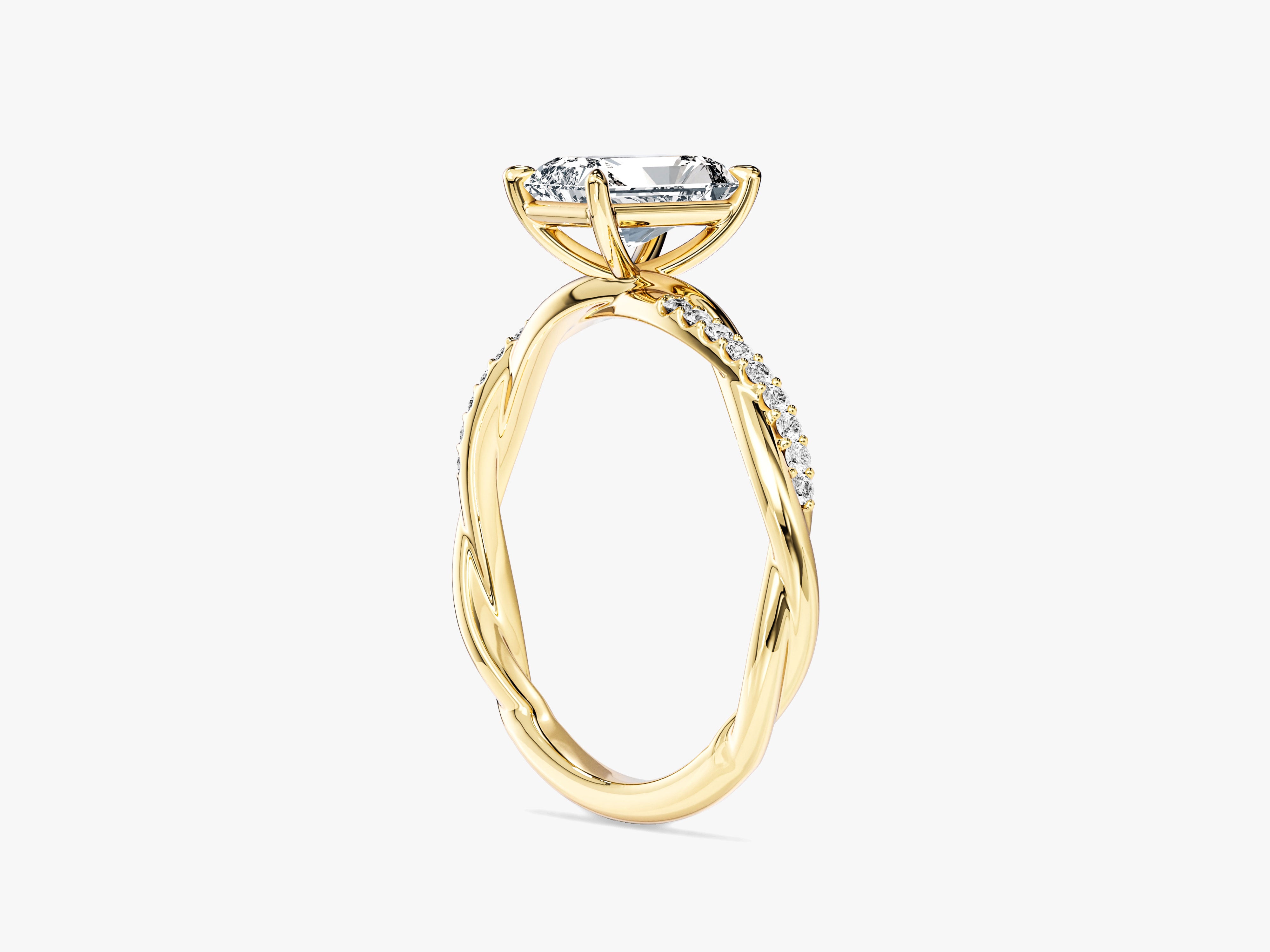 Radiant Twisted Moissanite Engagement Ring with Pave Set Side Stones (1.00 CT)