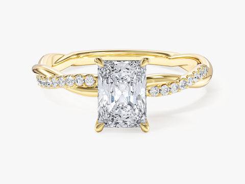 Radiant Twisted Moissanite Engagement Ring with Pave Set Side Stones (1.00 CT)