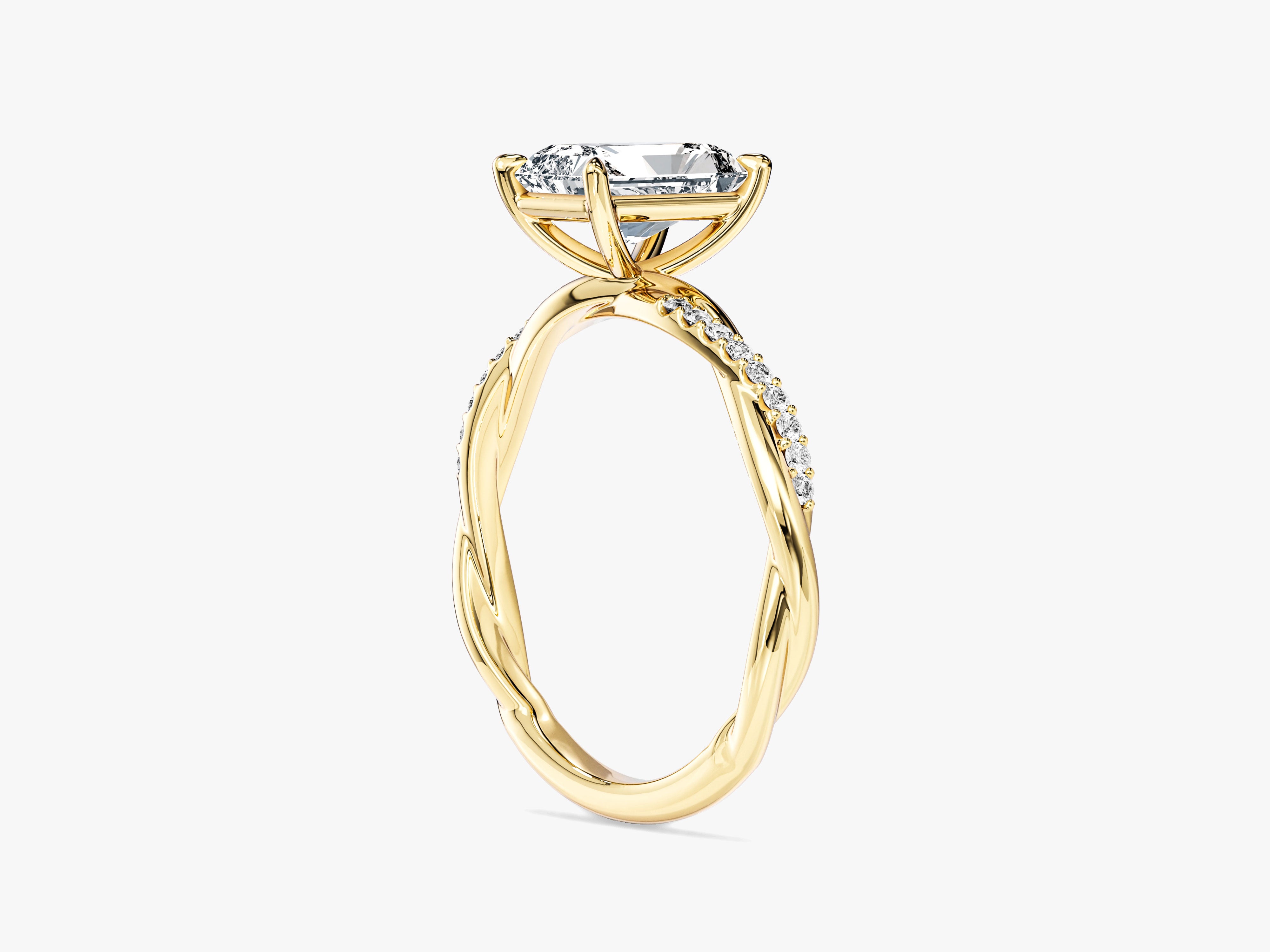 Radiant Twisted Moissanite Engagement Ring with Pave Set Side Stones (1.50 CT)