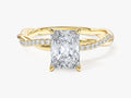 Radiant Twisted Moissanite Engagement Ring with Pave Set Side Stones (1.50 CT)