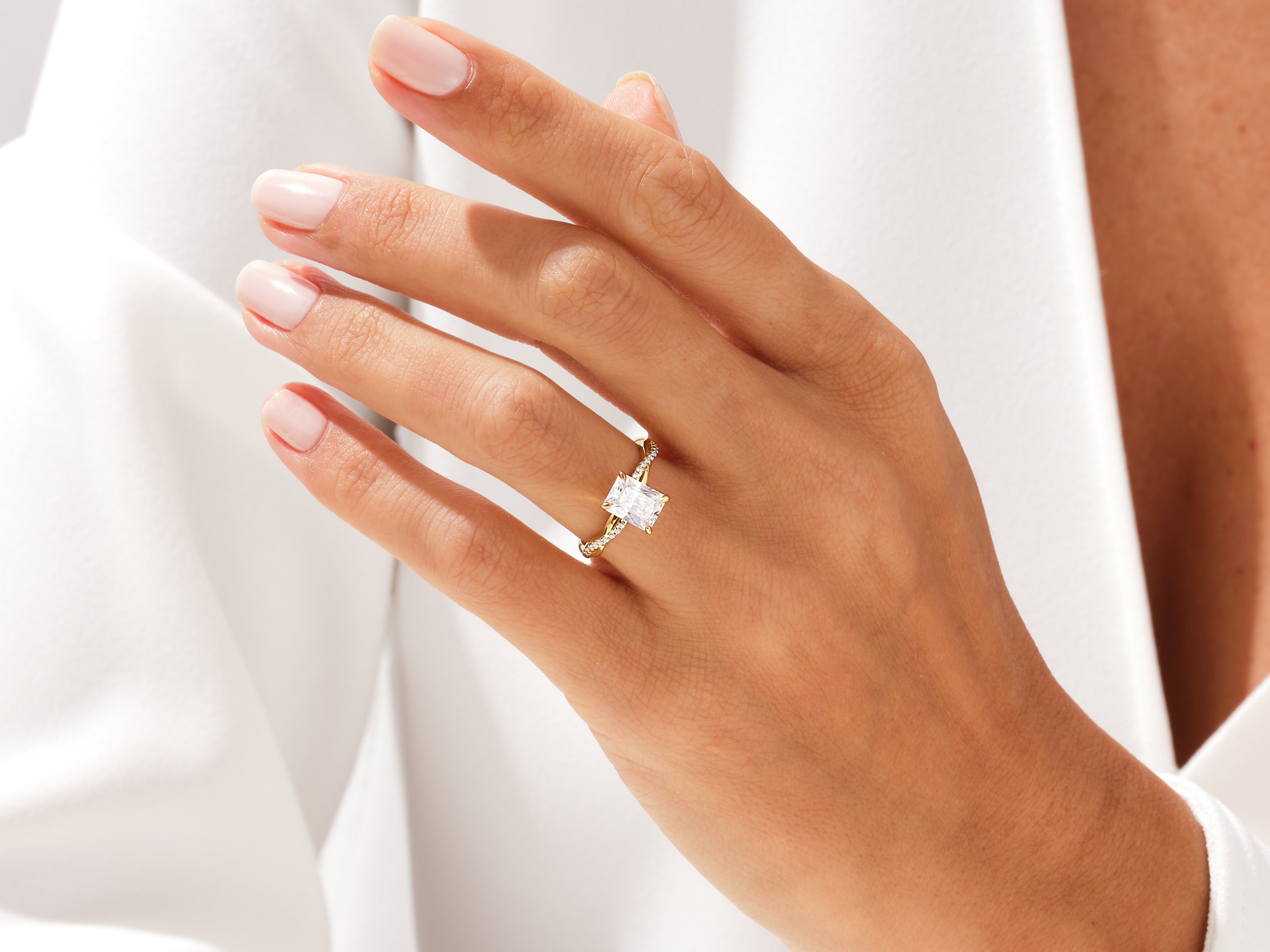 Diamond engagement ring on a woman's hand
