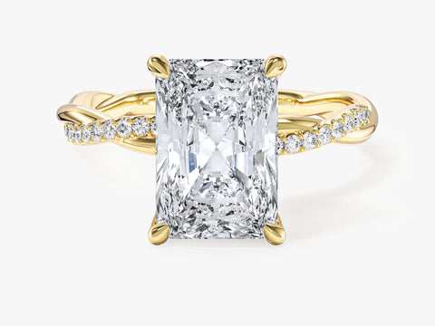 Radiant Twisted Moissanite Engagement Ring with Pave Set Side Stones (3.00 CT)