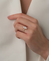 Marquise Twisted Moissanite Engagement Ring with Pave Set Side Stones (1.50 CT)