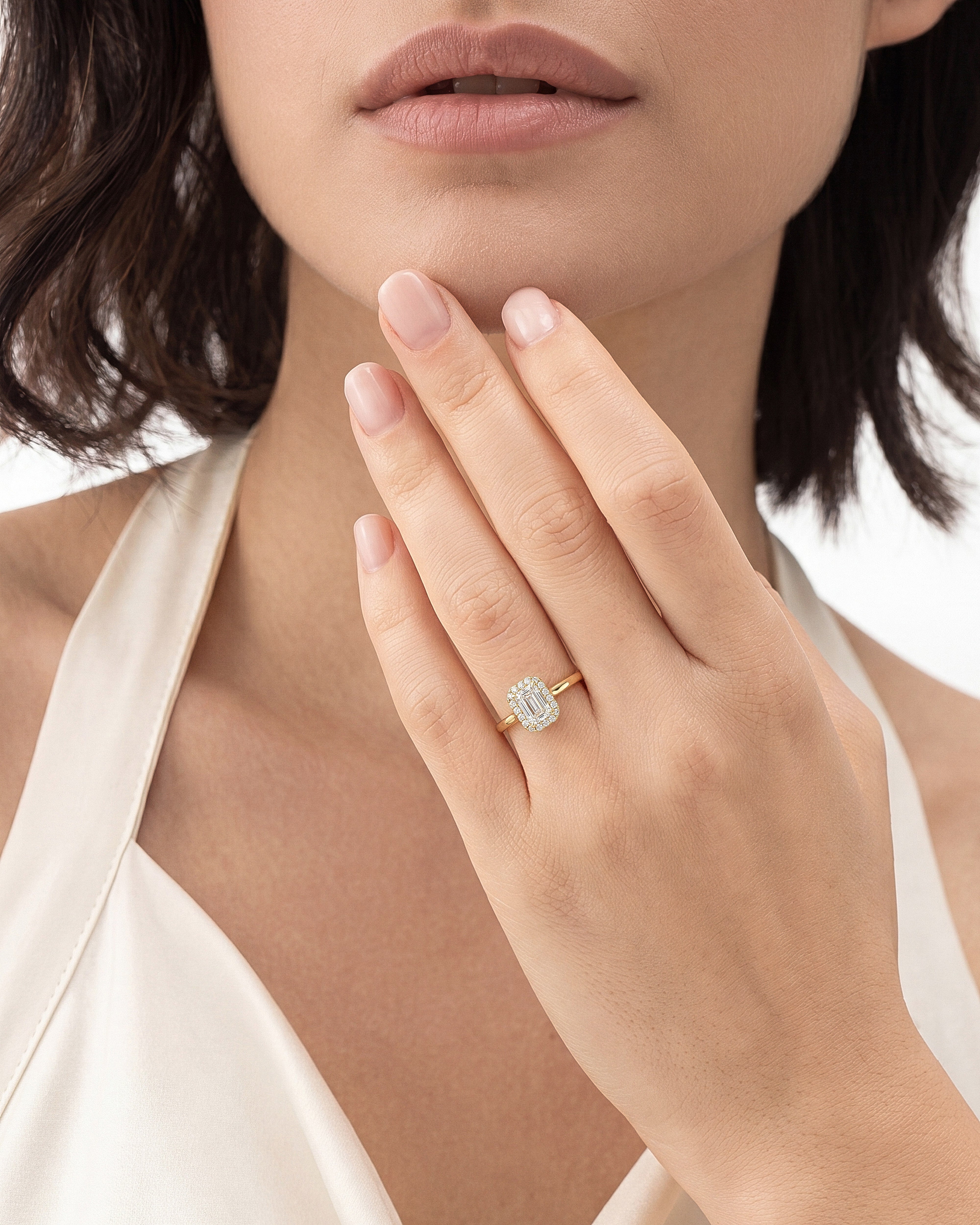 Emerald Halo Lab Grown Diamond Engagement Ring (1.00 CT)