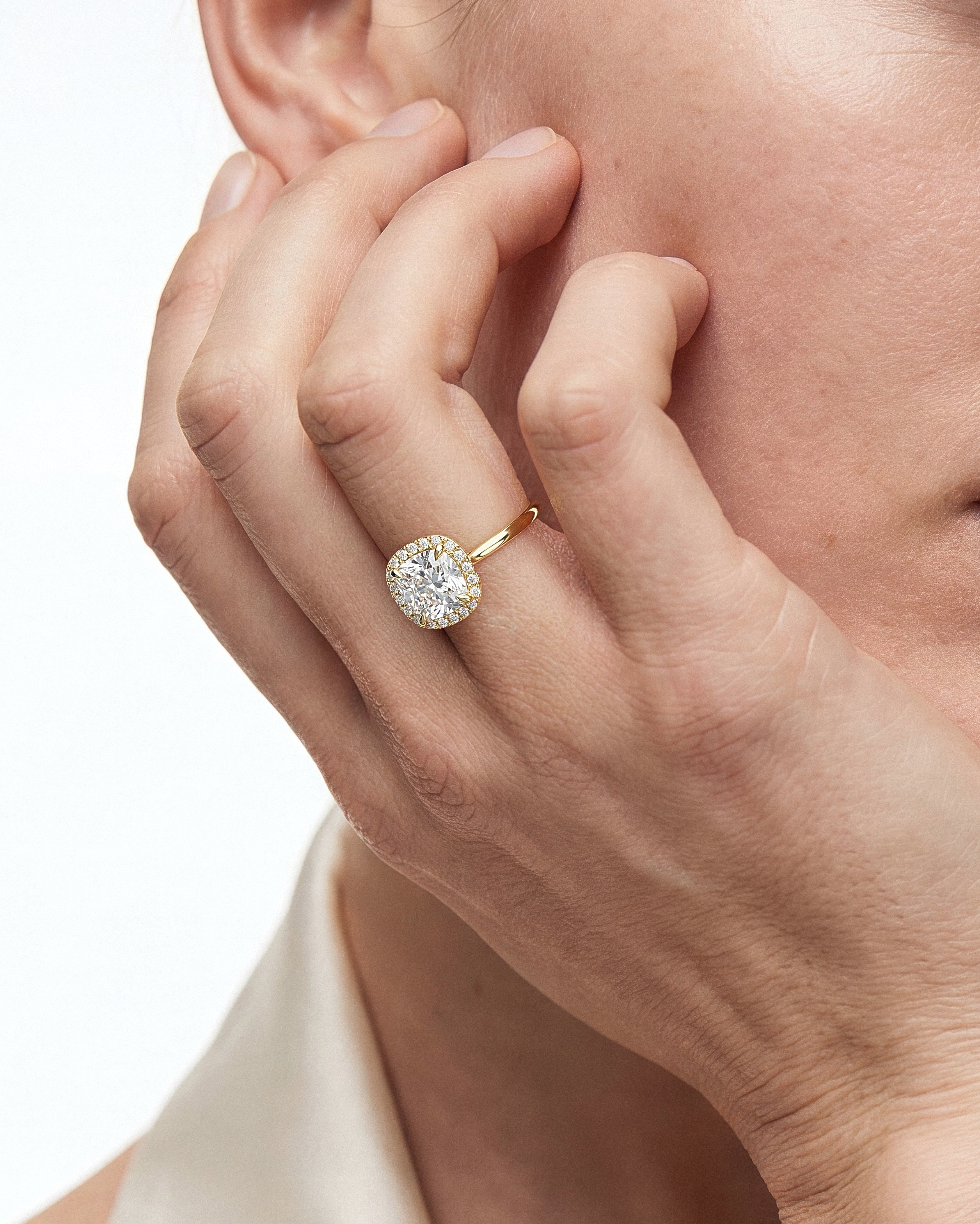 Cushion Halo Moissanite Engagement Ring (2.00 CT)