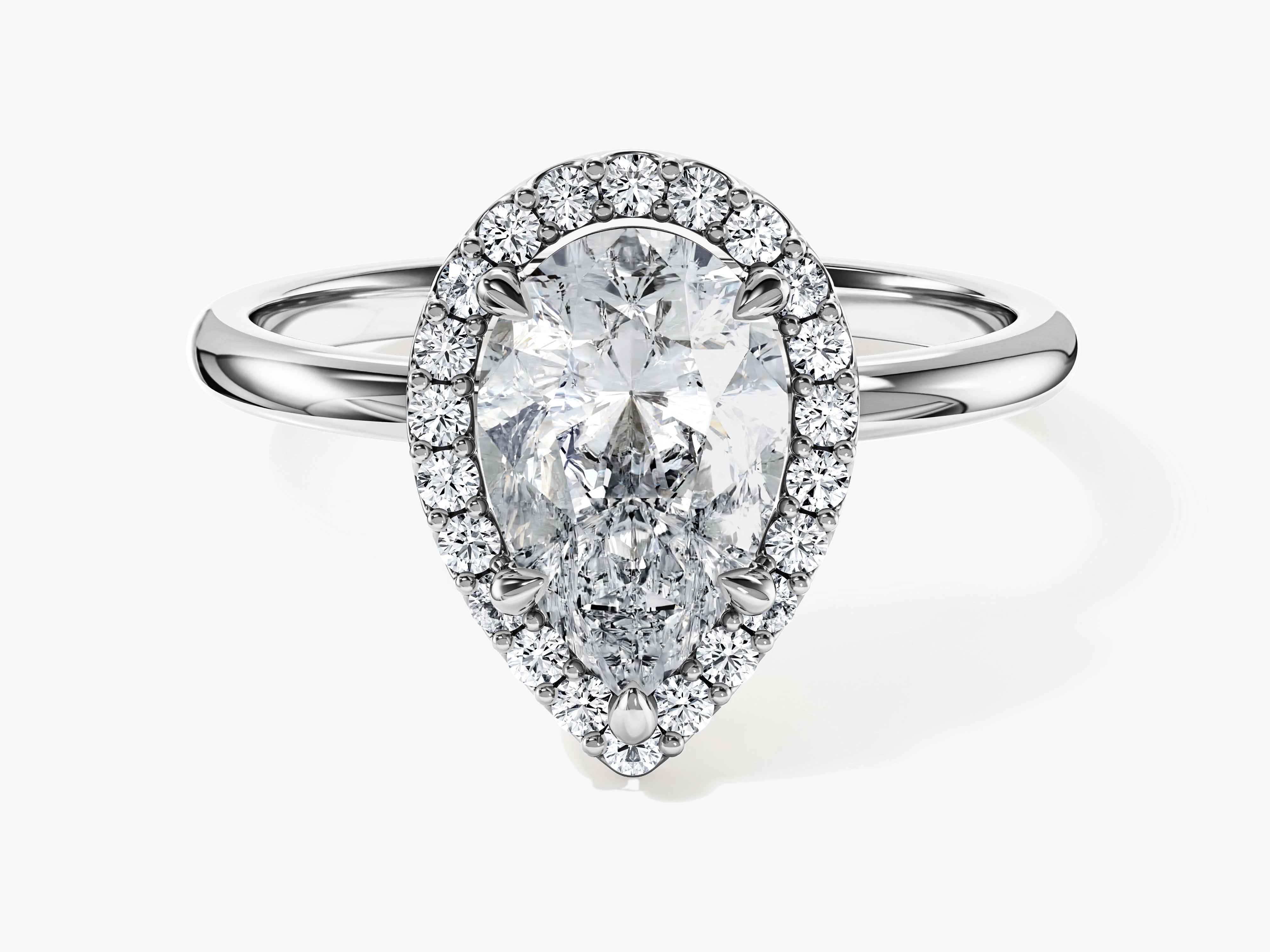 Pear Halo Moissanite Engagement Ring (2.00 CT)