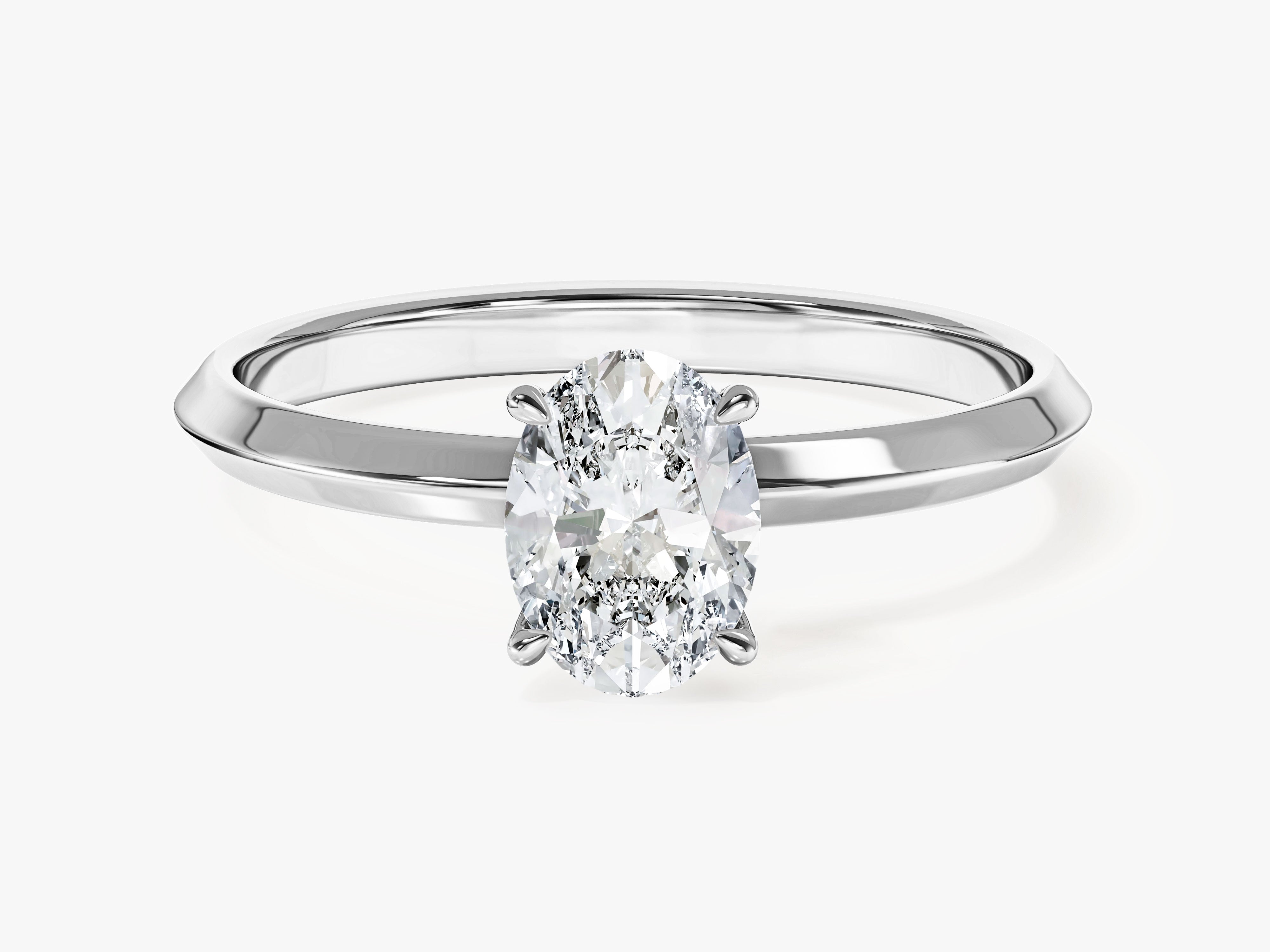 Knife Edge Oval Moissanite Engagement Ring (1.00 CT)