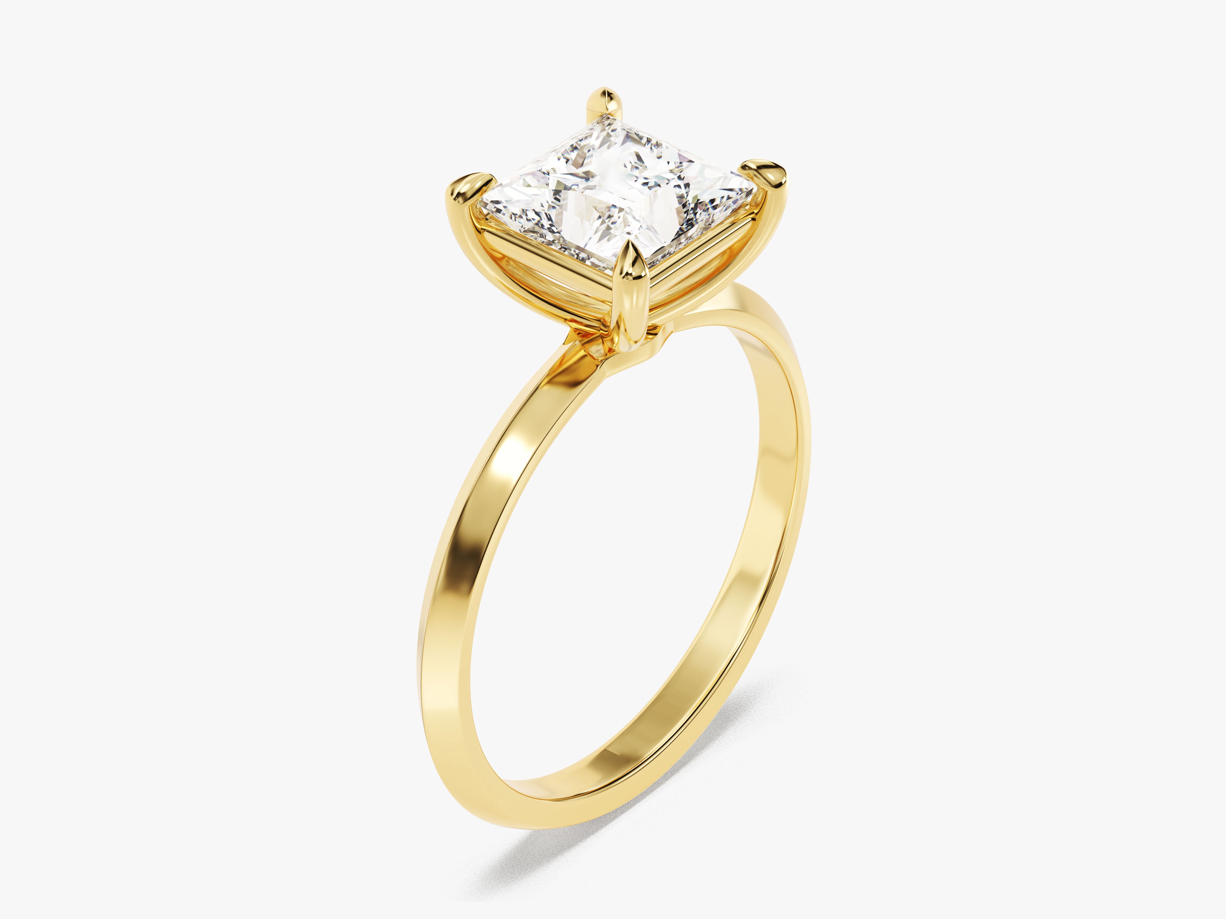 Gold ring with princess cut diamond engagement ring