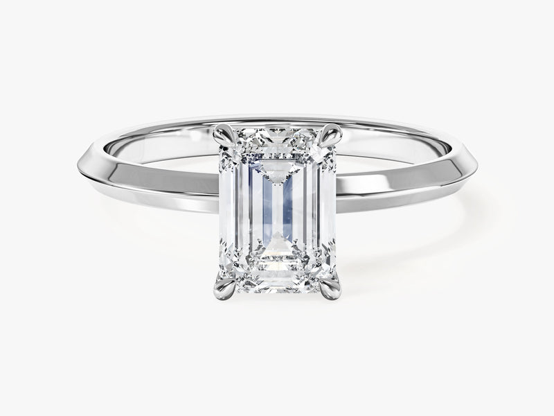Knife Edge Emerald Moissanite Engagement Ring (1.50 CT)