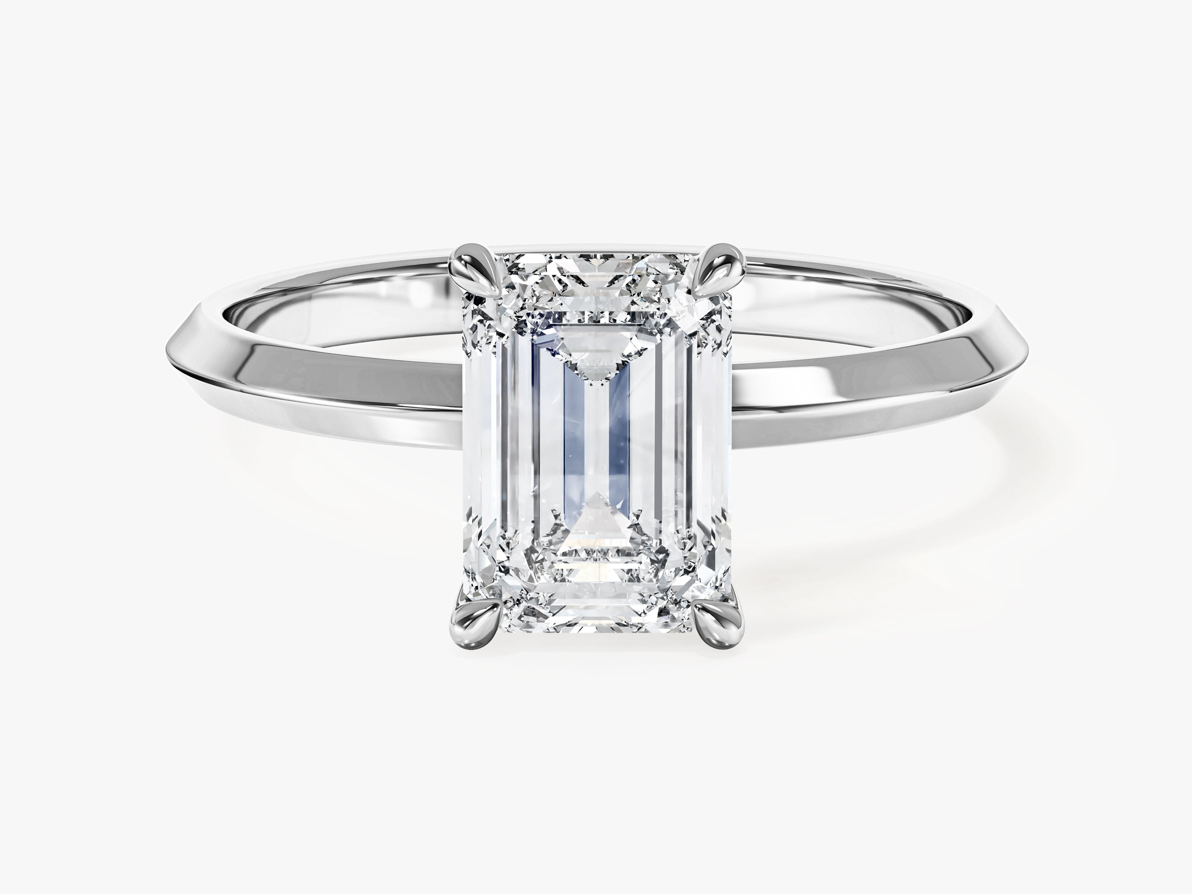 Knife Edge Emerald Moissanite Engagement Ring (2.00 CT)