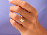 Knife Edge Emerald Moissanite Engagement Ring (3.00 CT)