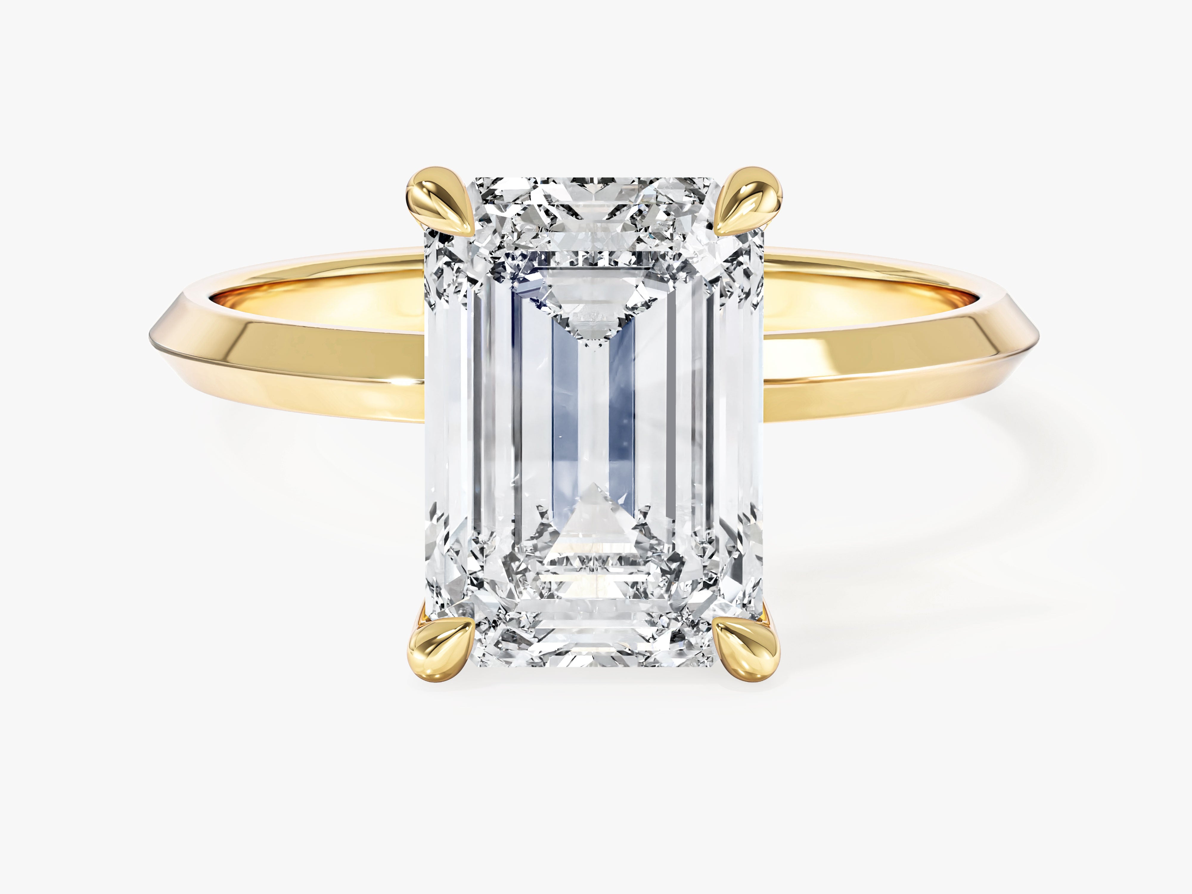 Knife Edge Emerald Moissanite Engagement Ring (3.00 CT)