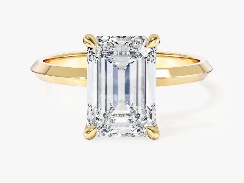 Knife Edge Emerald Lab Grown Diamond Engagement Ring (3.00 CT)
