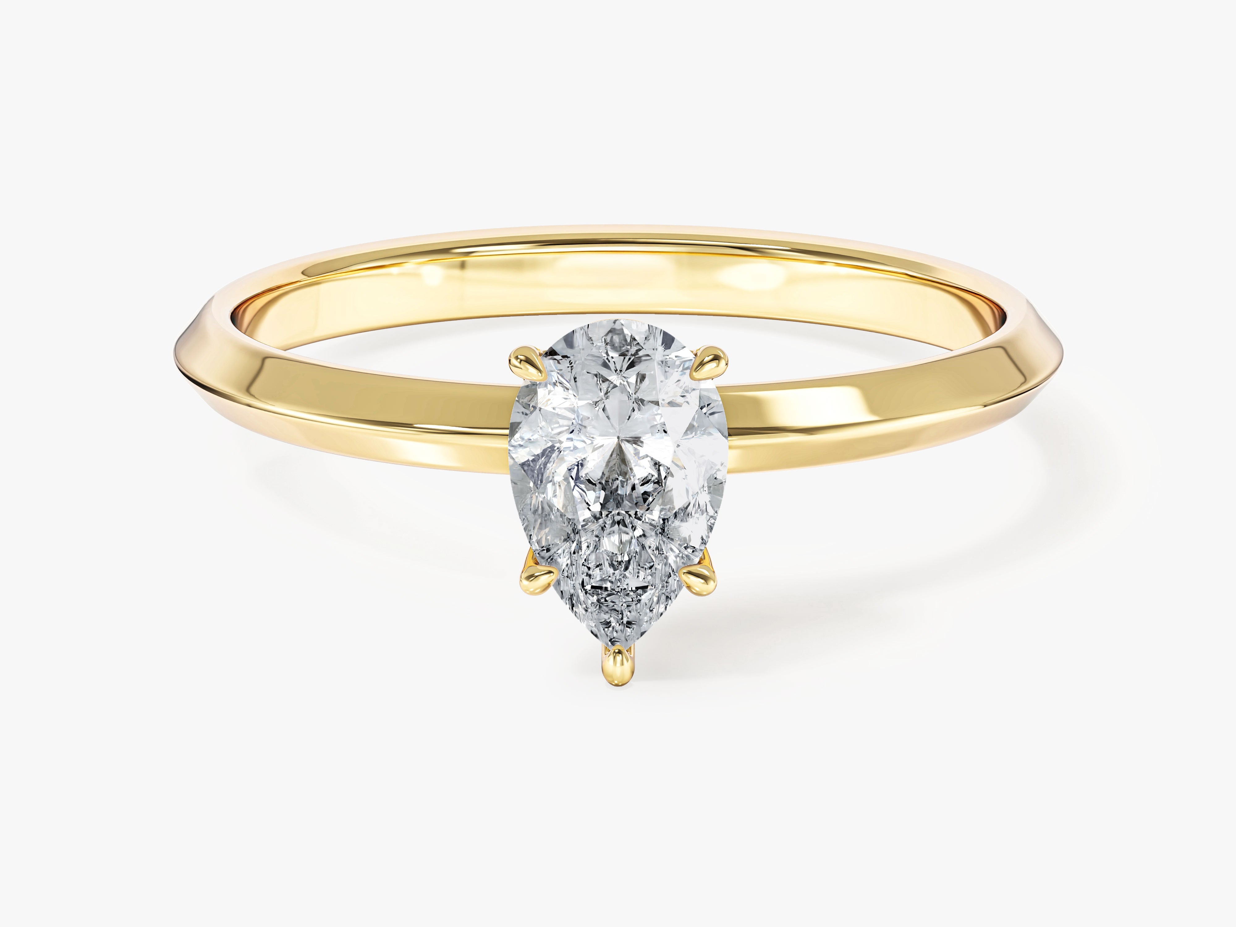 Knife Edge Pear Lab Grown Diamond Engagement Ring (1.00 CT)