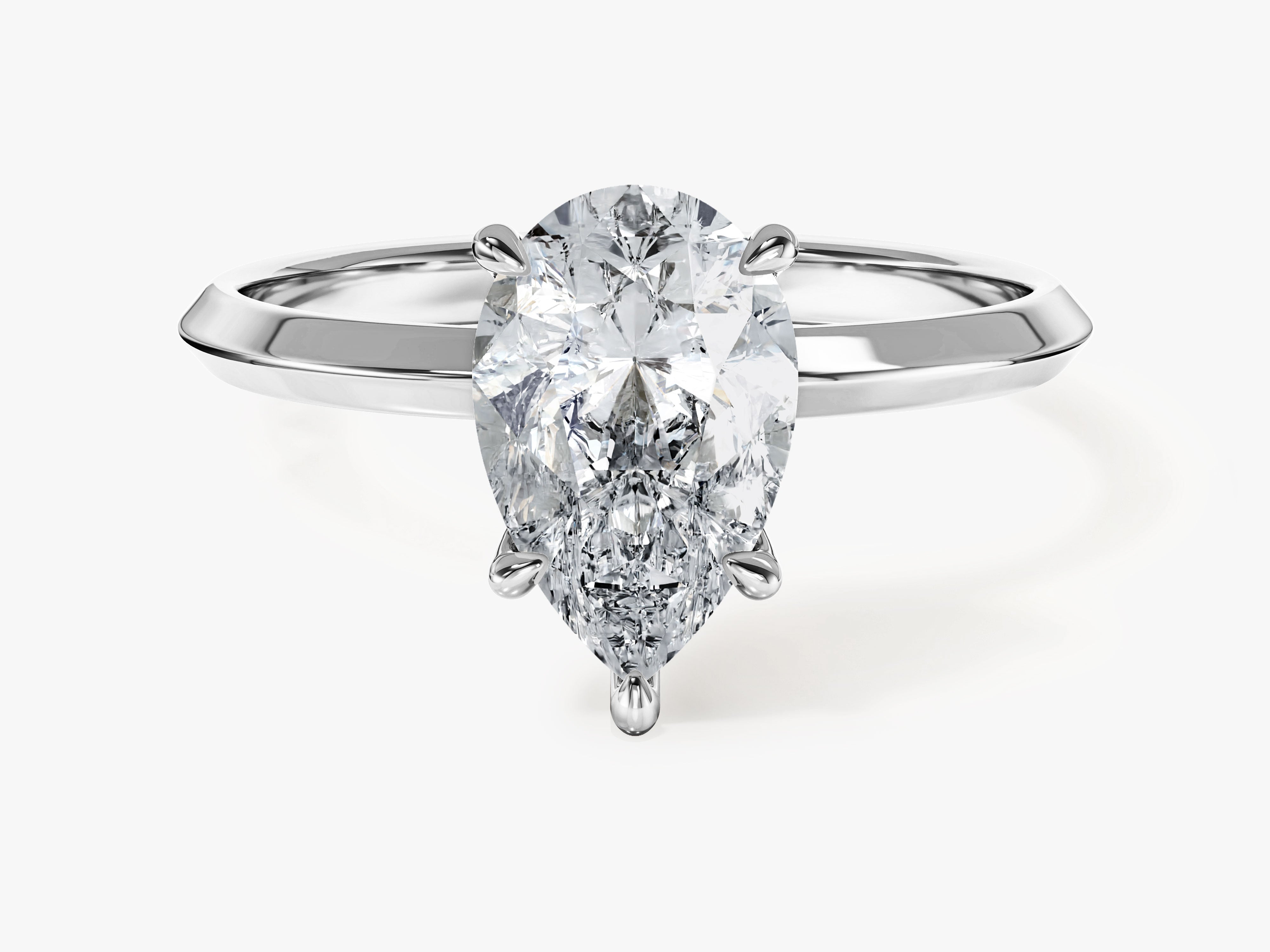 Knife Edge Pear Moissanite Engagement Ring (2.00 CT)