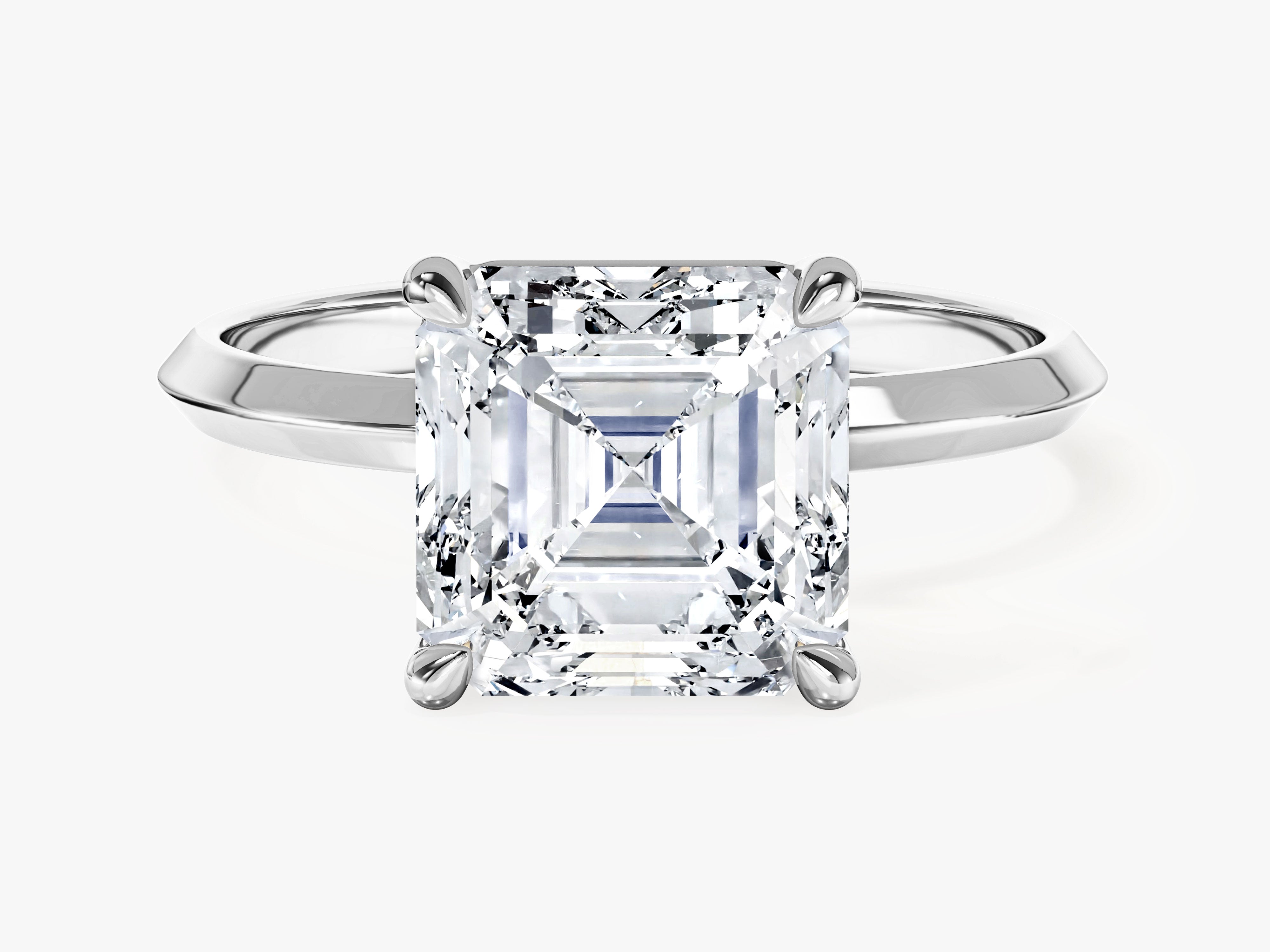Knife Edge Asscher Moissanite Engagement Ring (3.00 CT)