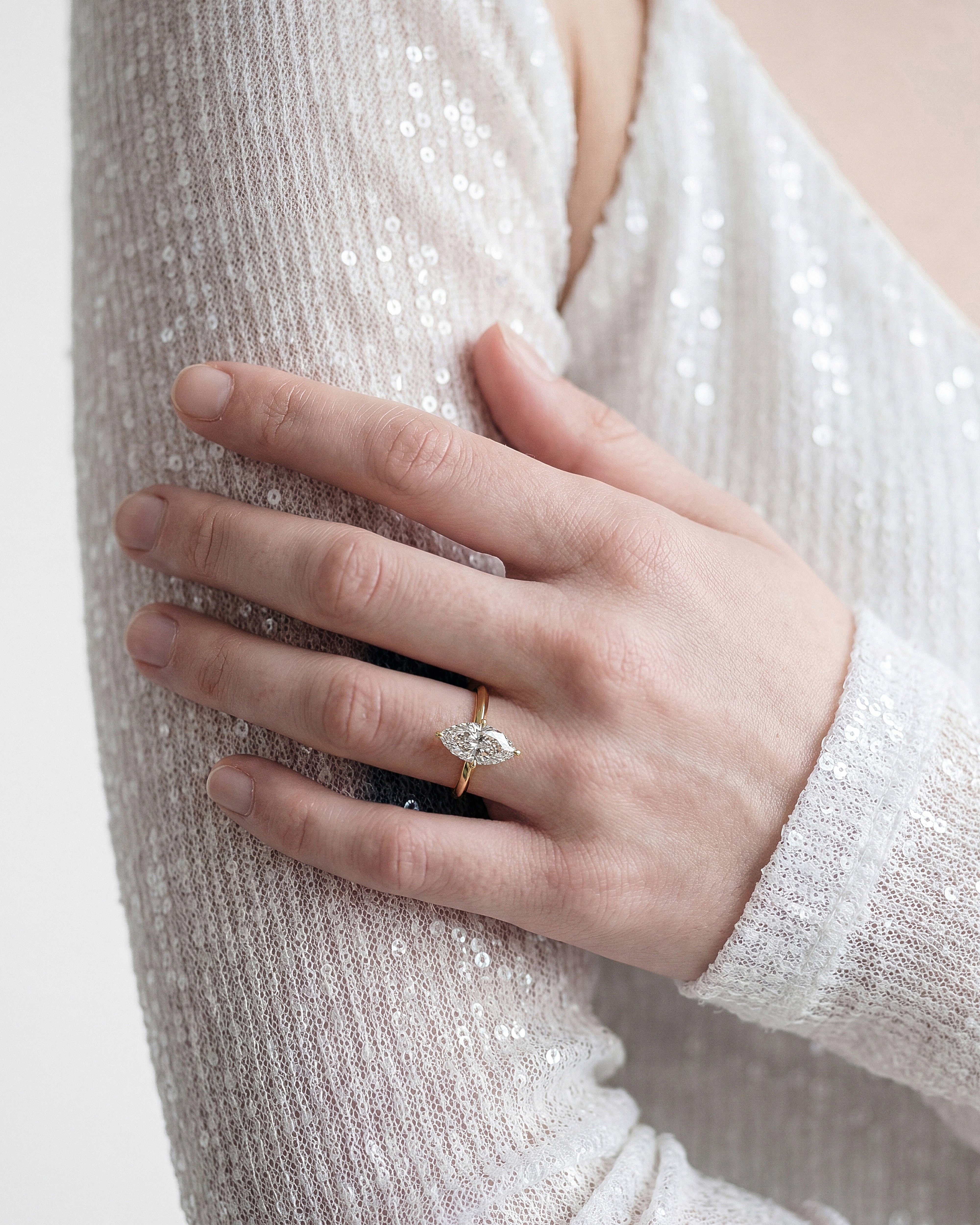 Knife Edge Marquise Moissanite Engagement Ring (2.00 CT)