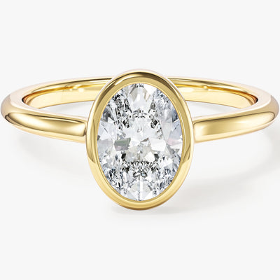 Bezel Oval Lab Grown Diamond Engagement Ring (1.50 CT)