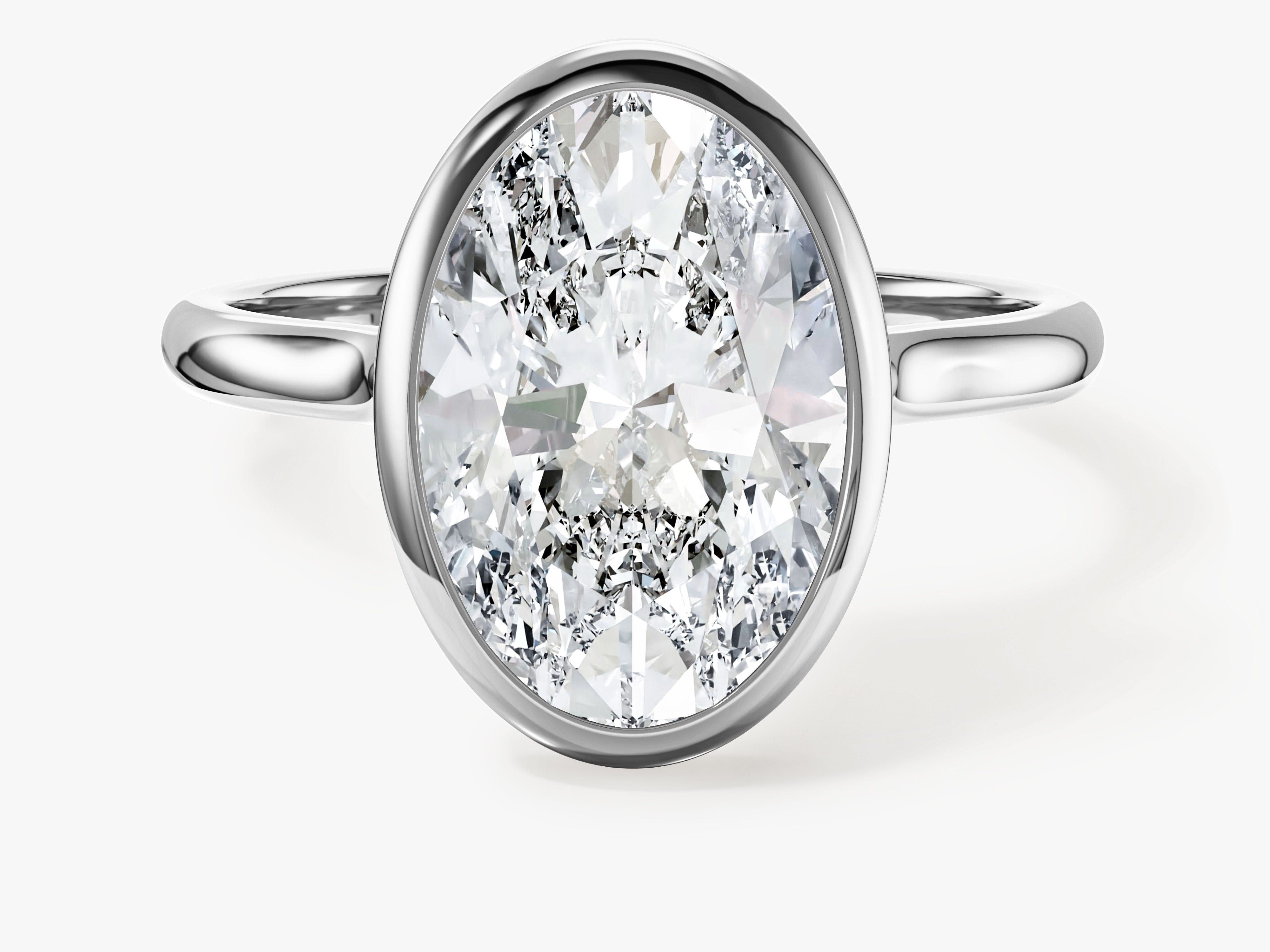 Bezel Oval Moissanite Engagement Ring (3.00 CT)
