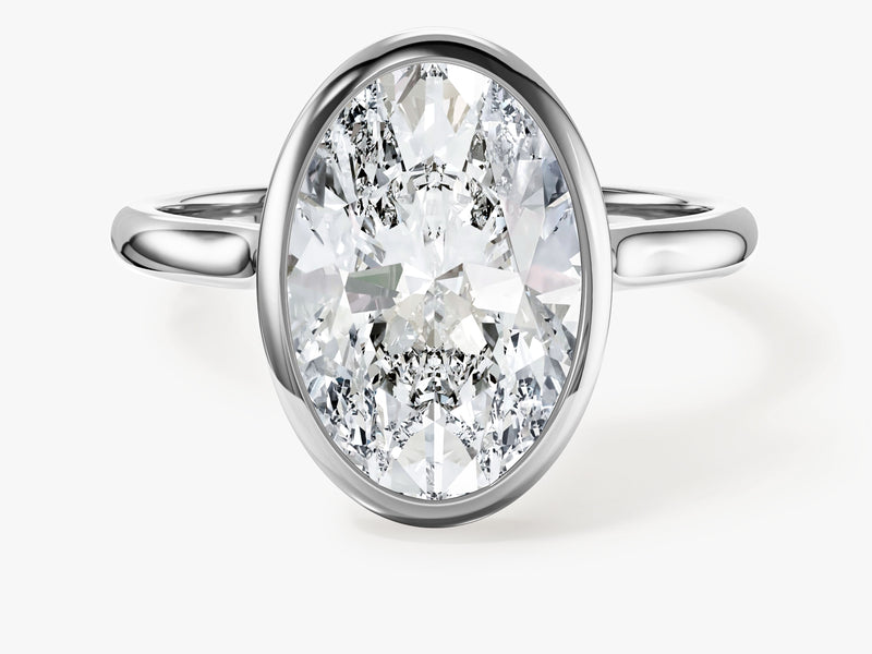 Bezel Oval Moissanite Engagement Ring (3.00 CT)