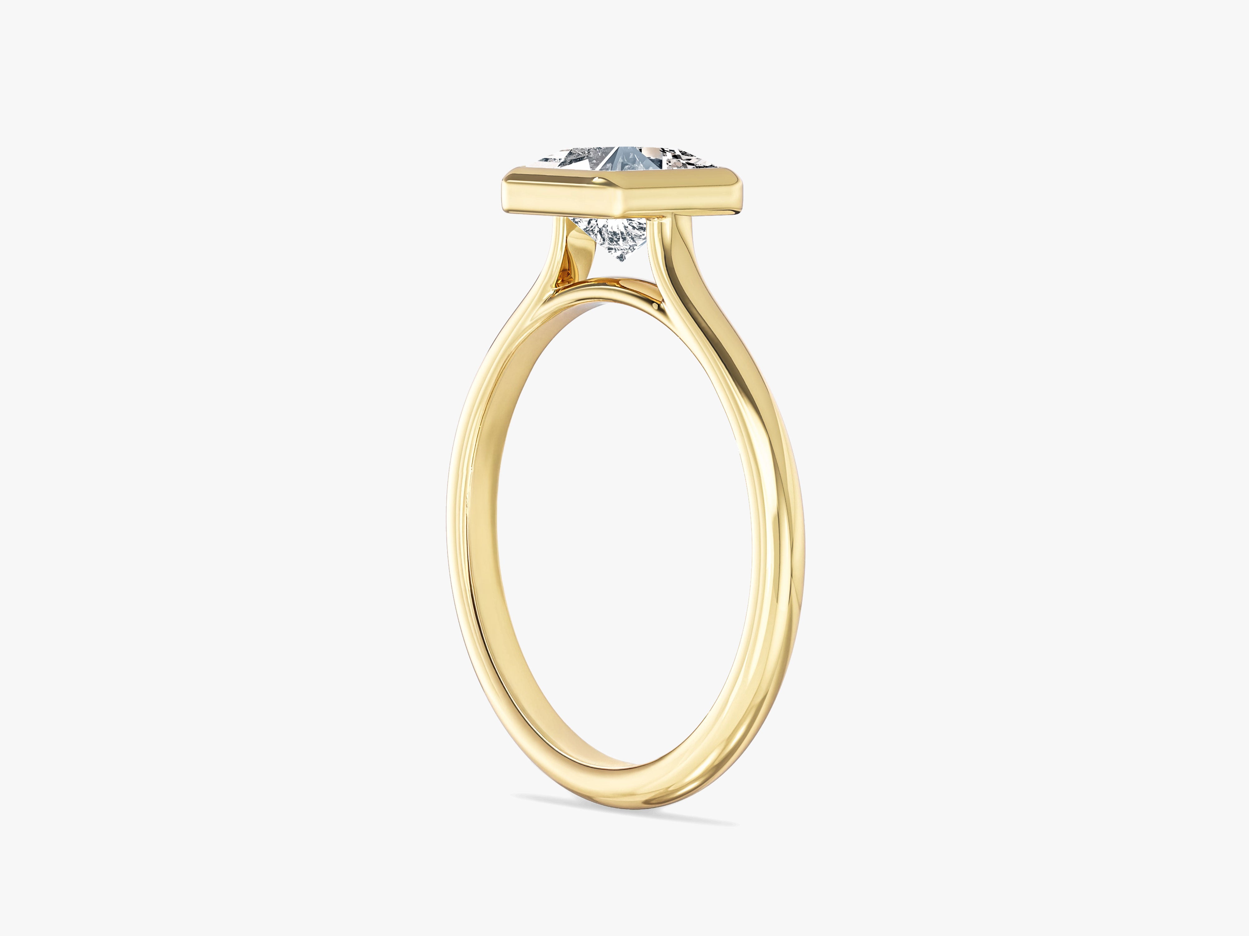 Bezel Princess Moissanite Engagement Ring (1.00 CT)
