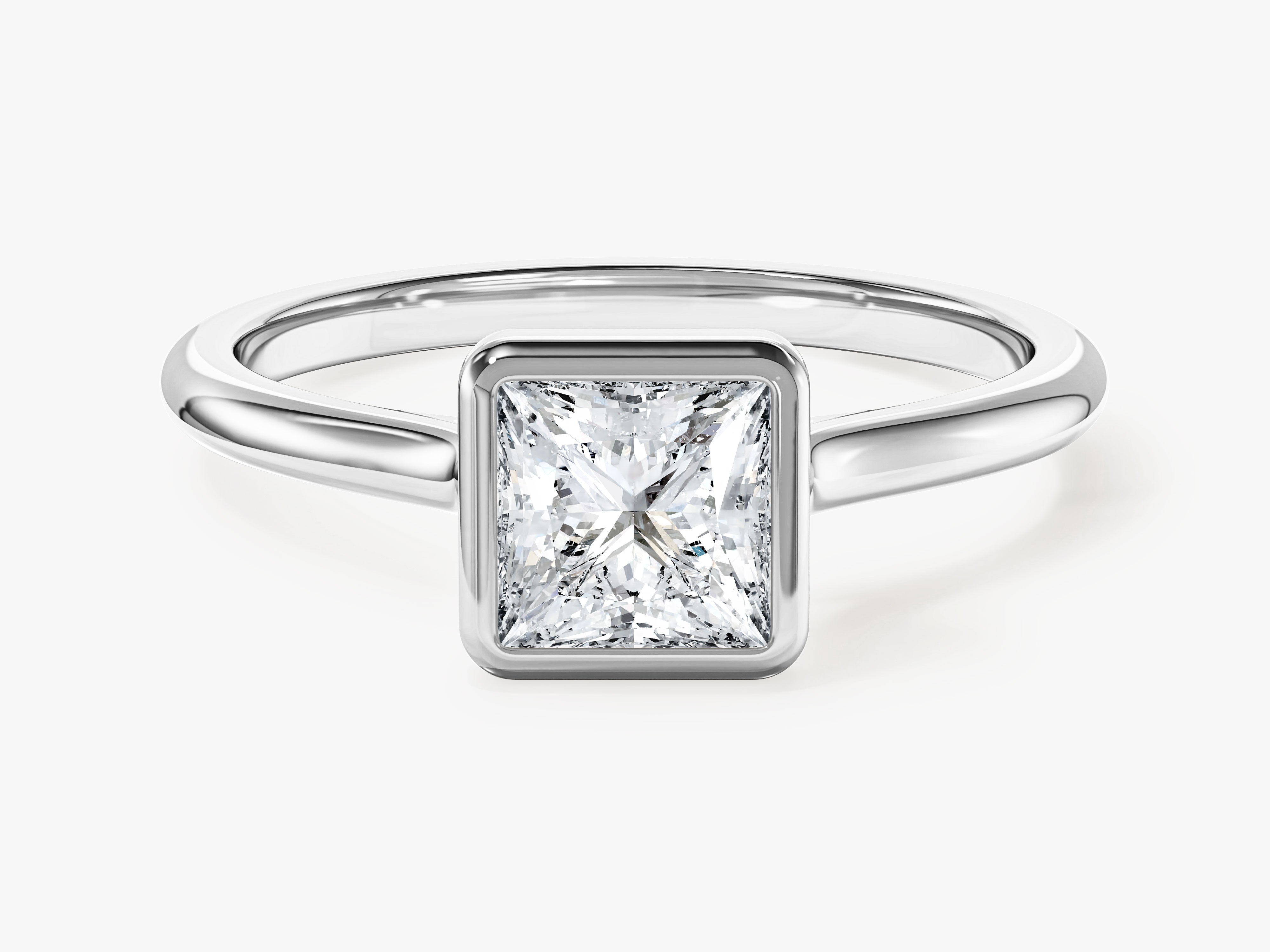 Bezel Princess Moissanite Engagement Ring (1.00 CT)