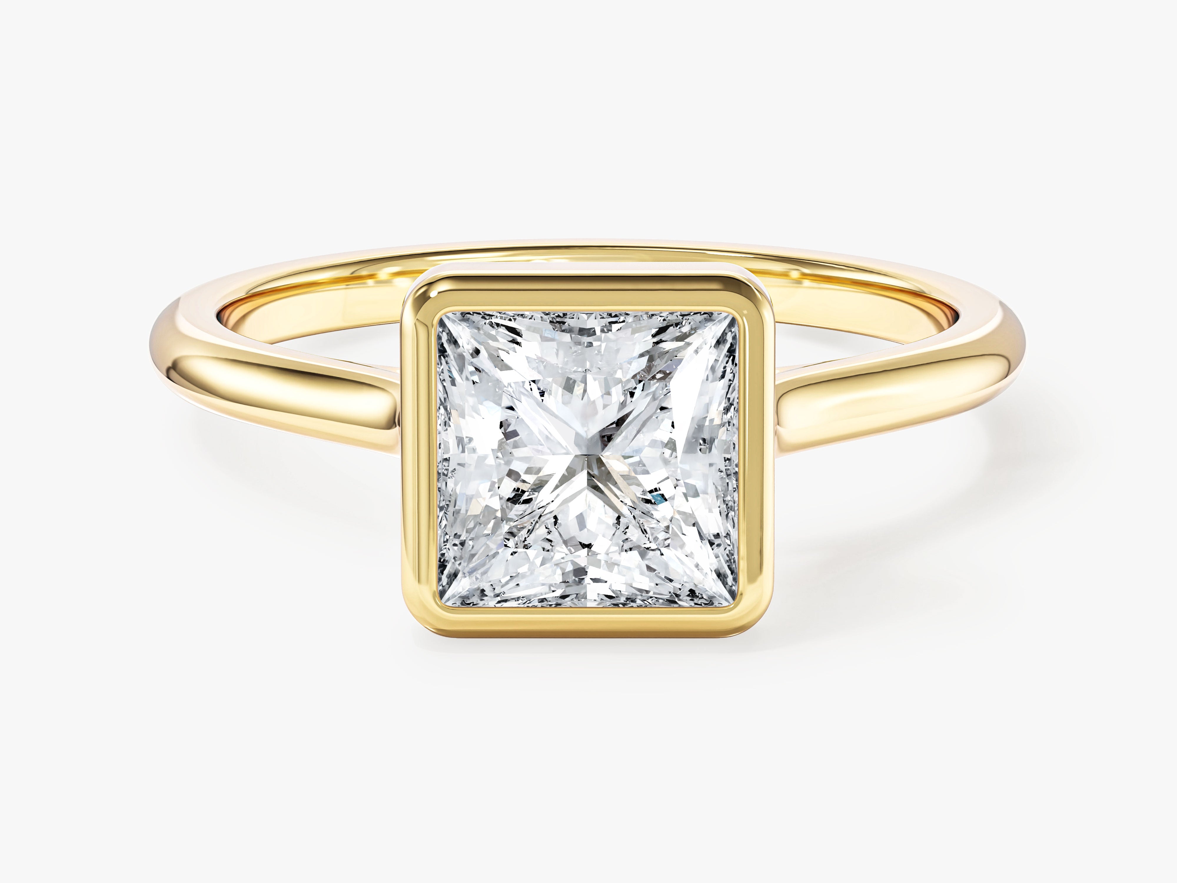 Bezel Princess Moissanite Engagement Ring (1.50 CT)
