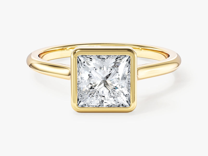 Bezel Princess Moissanite Engagement Ring (1.50 CT)