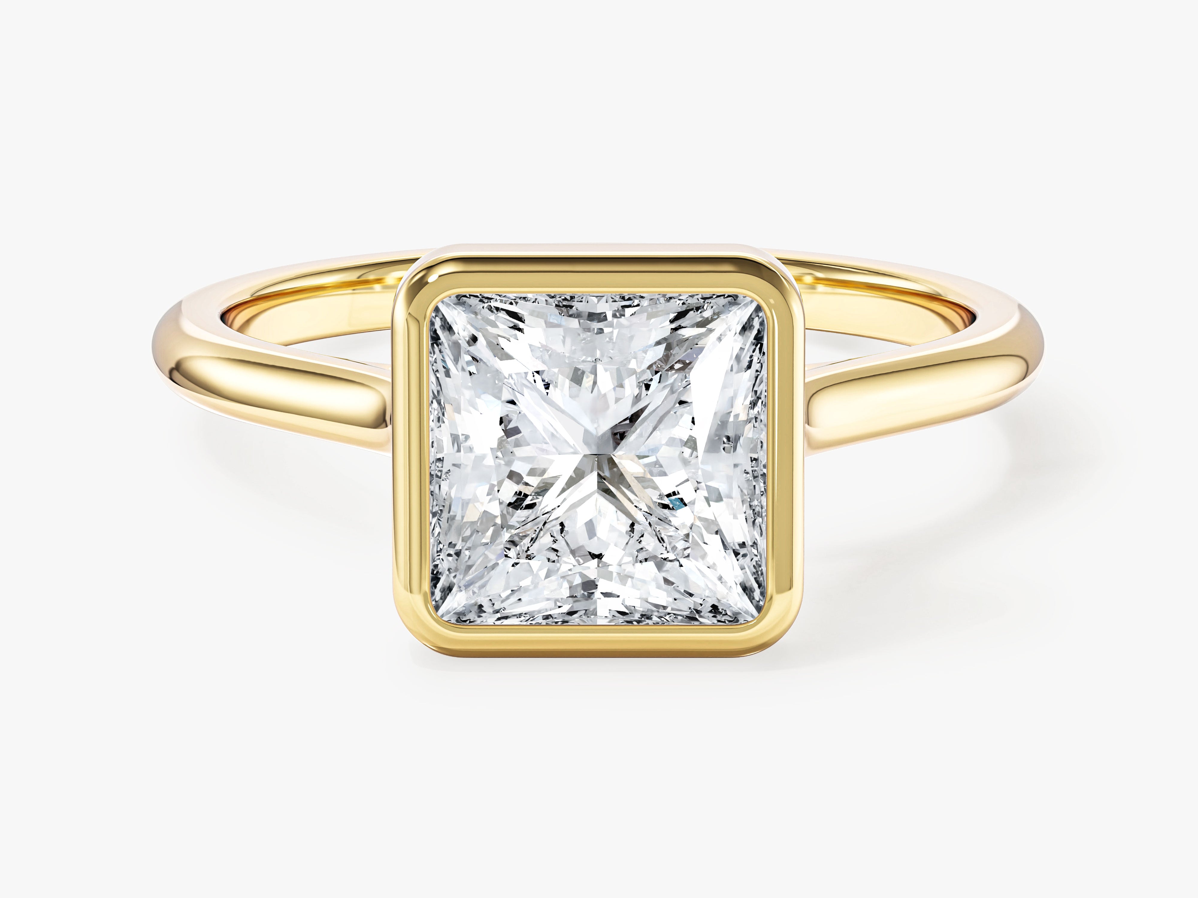 Bezel Princess Moissanite Engagement Ring (2.00 CT)