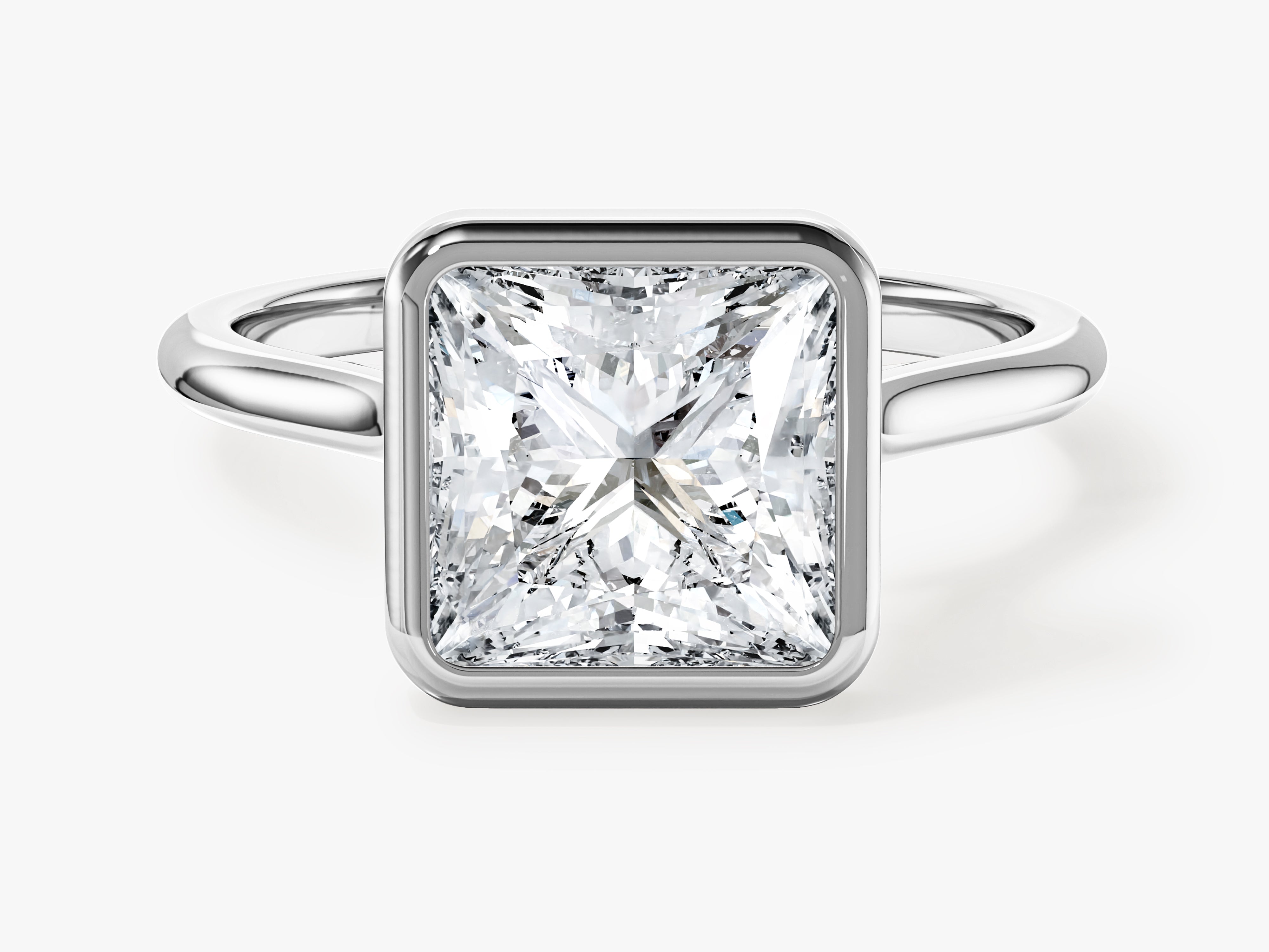 Bezel Princess Moissanite Engagement Ring (3.00 CT)