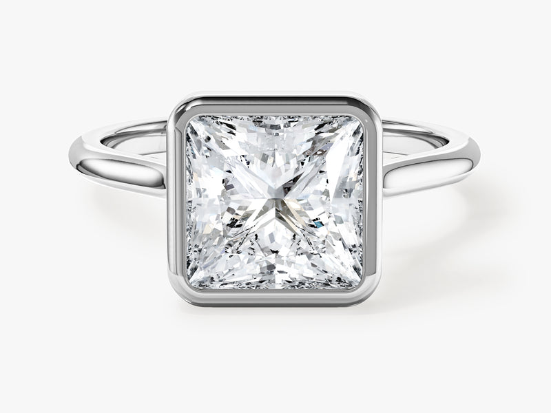 Bezel Princess Moissanite Engagement Ring (3.00 CT)
