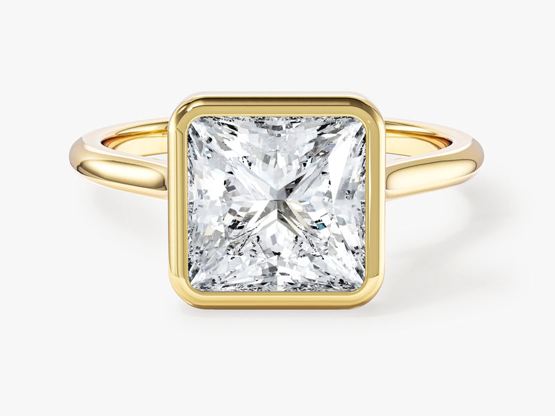 Bezel Princess Moissanite Engagement Ring (3.00 CT)
