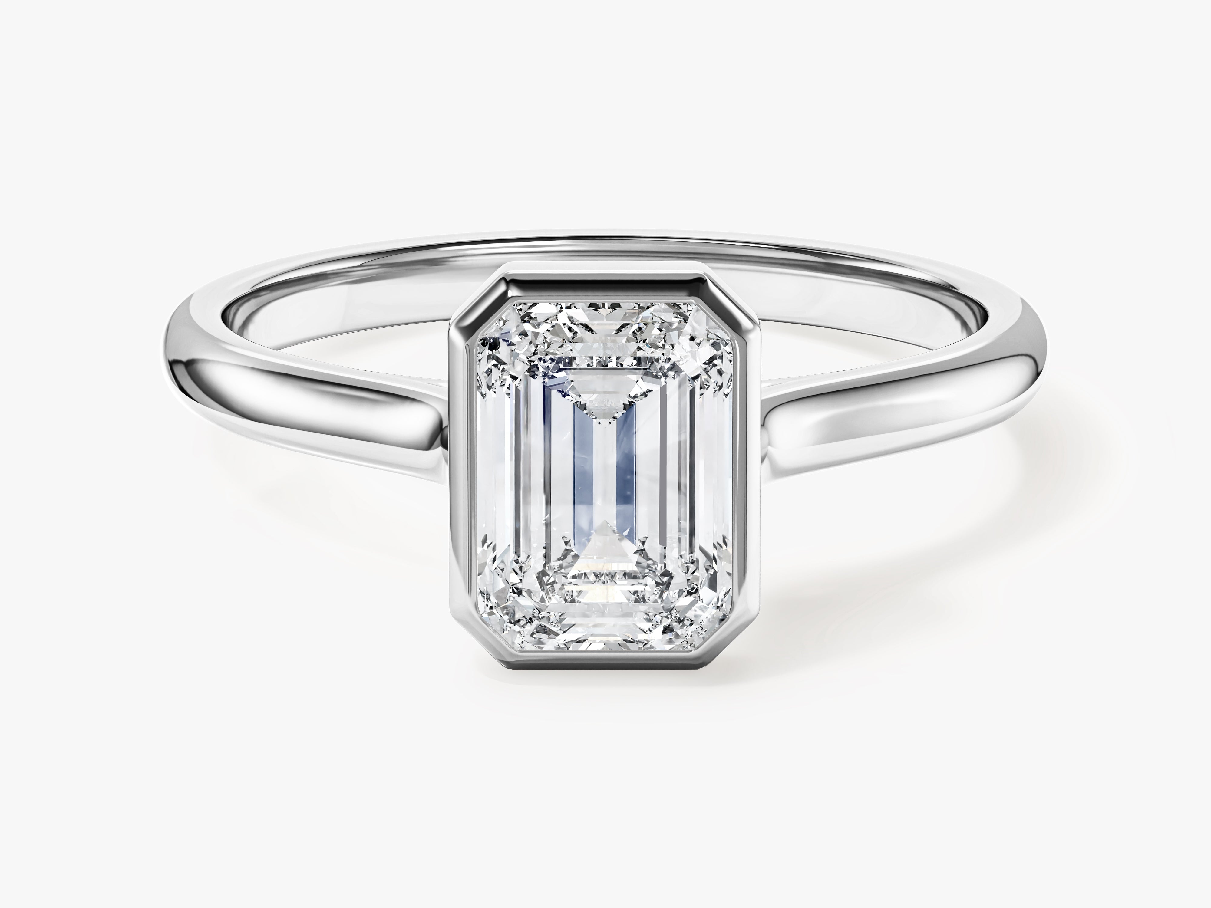 Bezel Emerald Moissanite Engagement Ring (1.00 CT)