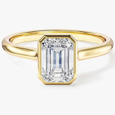 Bezel Emerald Moissanite Engagement Ring (1.00 CT)