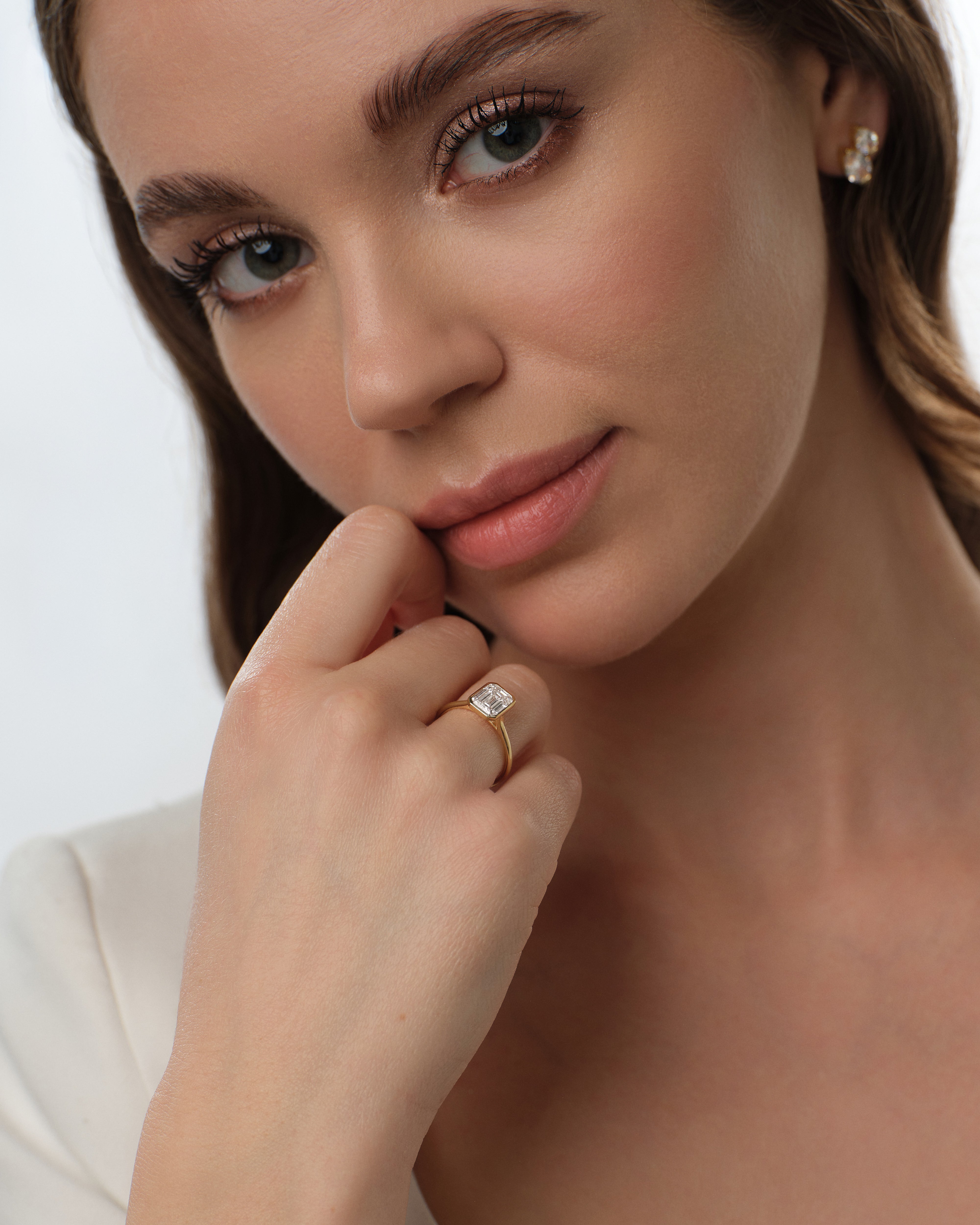 Bezel Emerald Lab Grown Diamond Engagement Ring (1.50 CT)