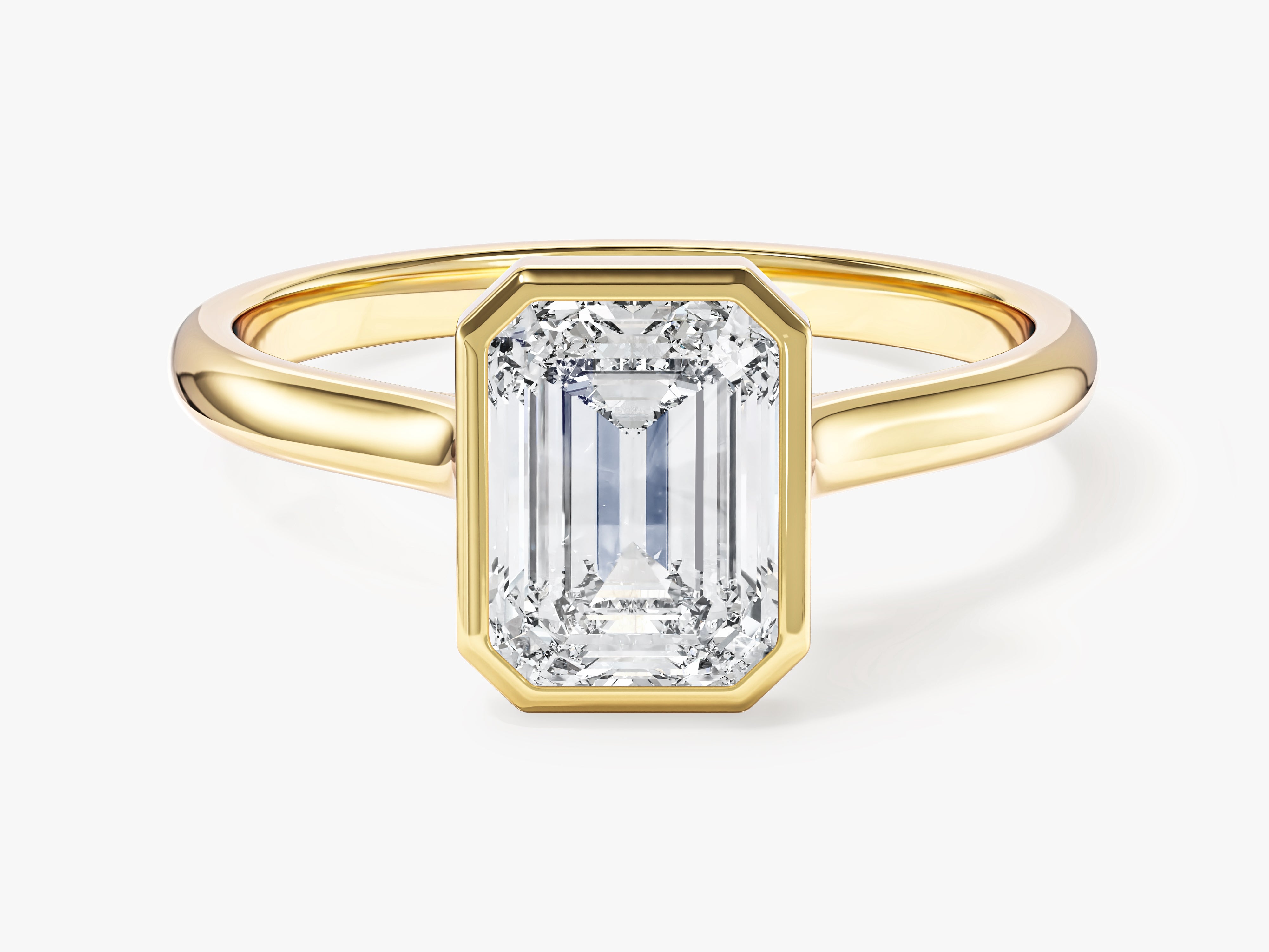 Bezel Emerald Lab Grown Diamond Engagement Ring (1.50 CT)