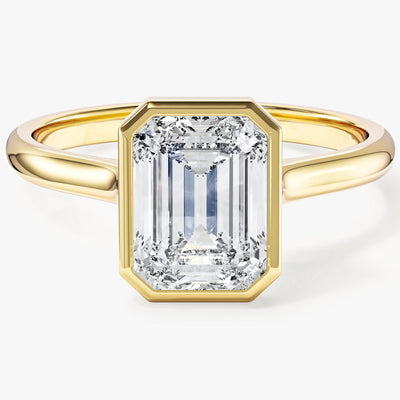 Bezel Emerald Lab Grown Diamond Engagement Ring (2.00 CT)