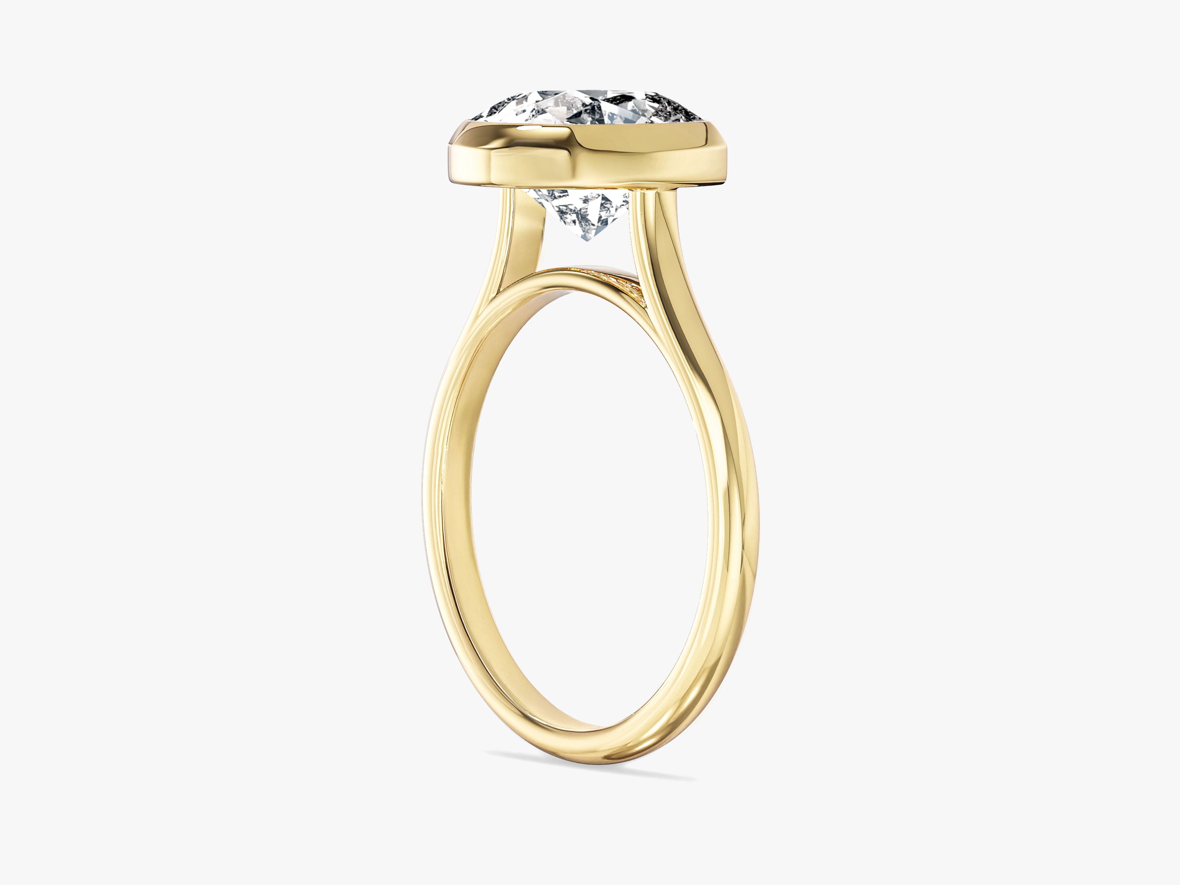 Bezel Cushion Lab Grown Diamond Engagement Ring (3.00 CT)