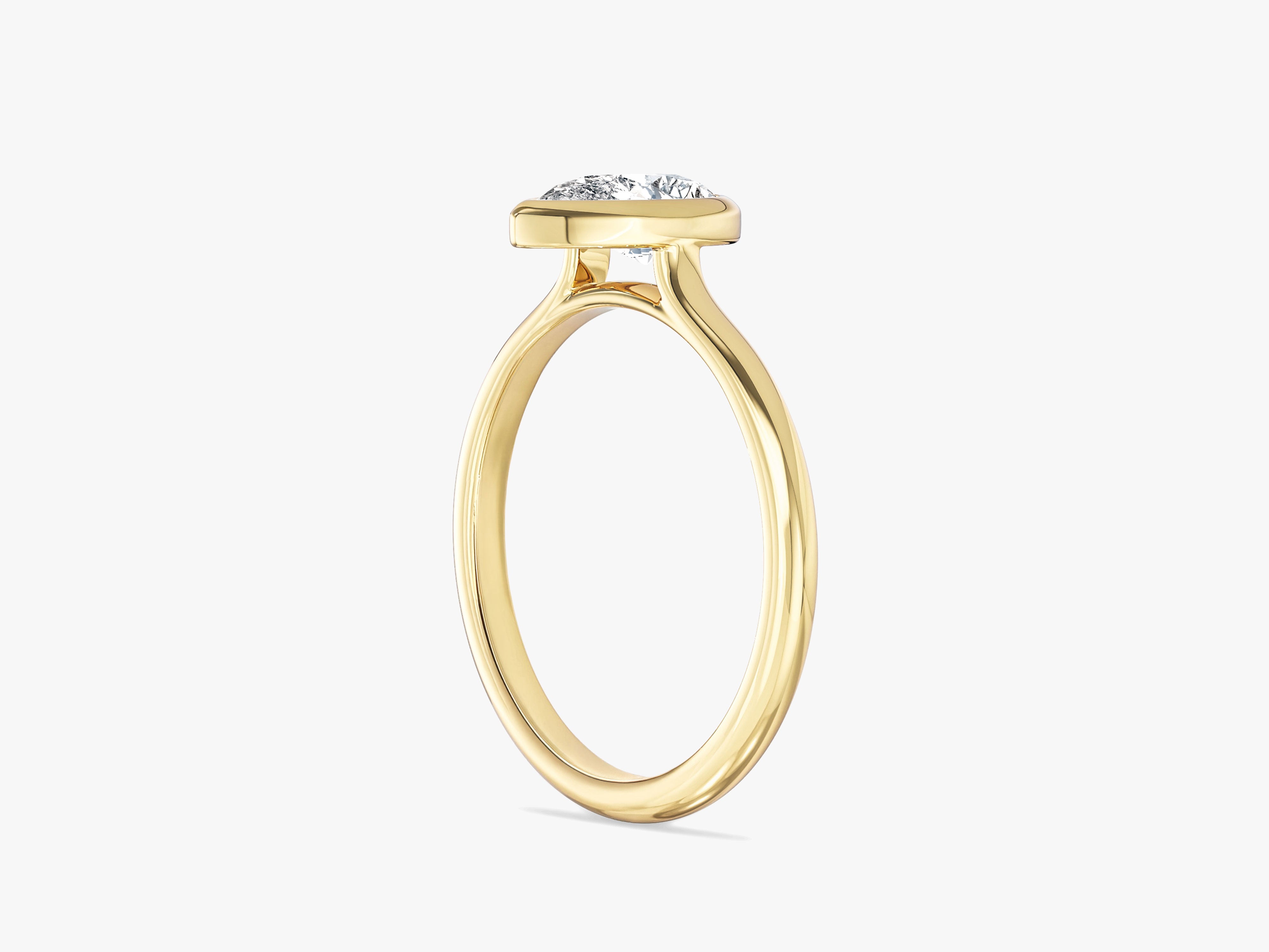Bezel Pear Moissanite Engagement Ring (1.00 CT)