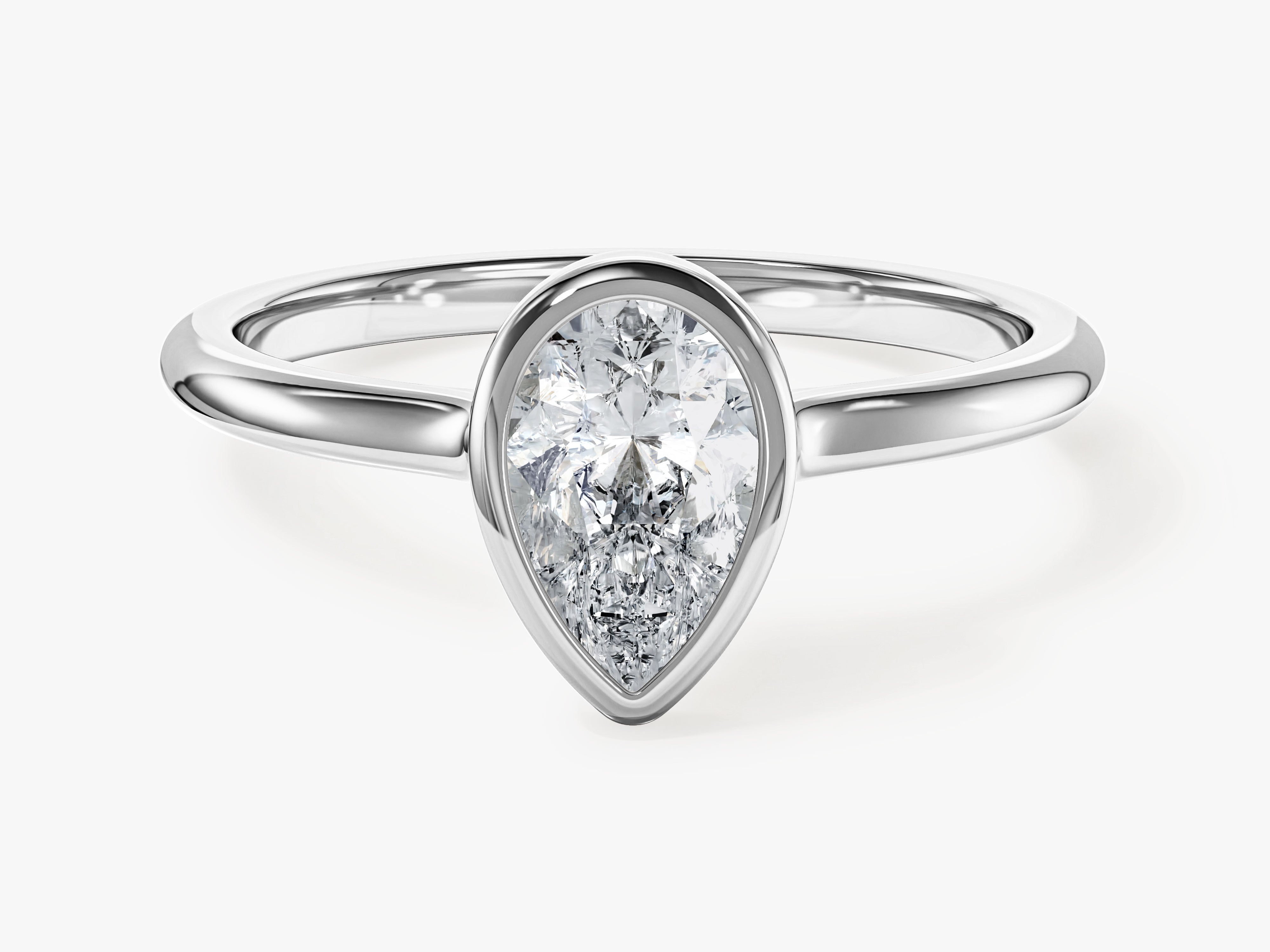Bezel Pear Moissanite Engagement Ring (1.00 CT)