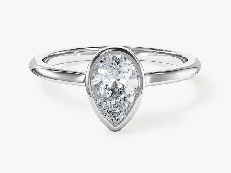 Bezel Pear Moissanite Engagement Ring (1.00 CT)