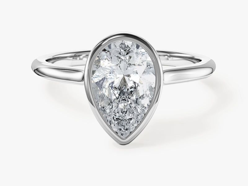 Bezel Pear Moissanite Engagement Ring (2.00 CT)