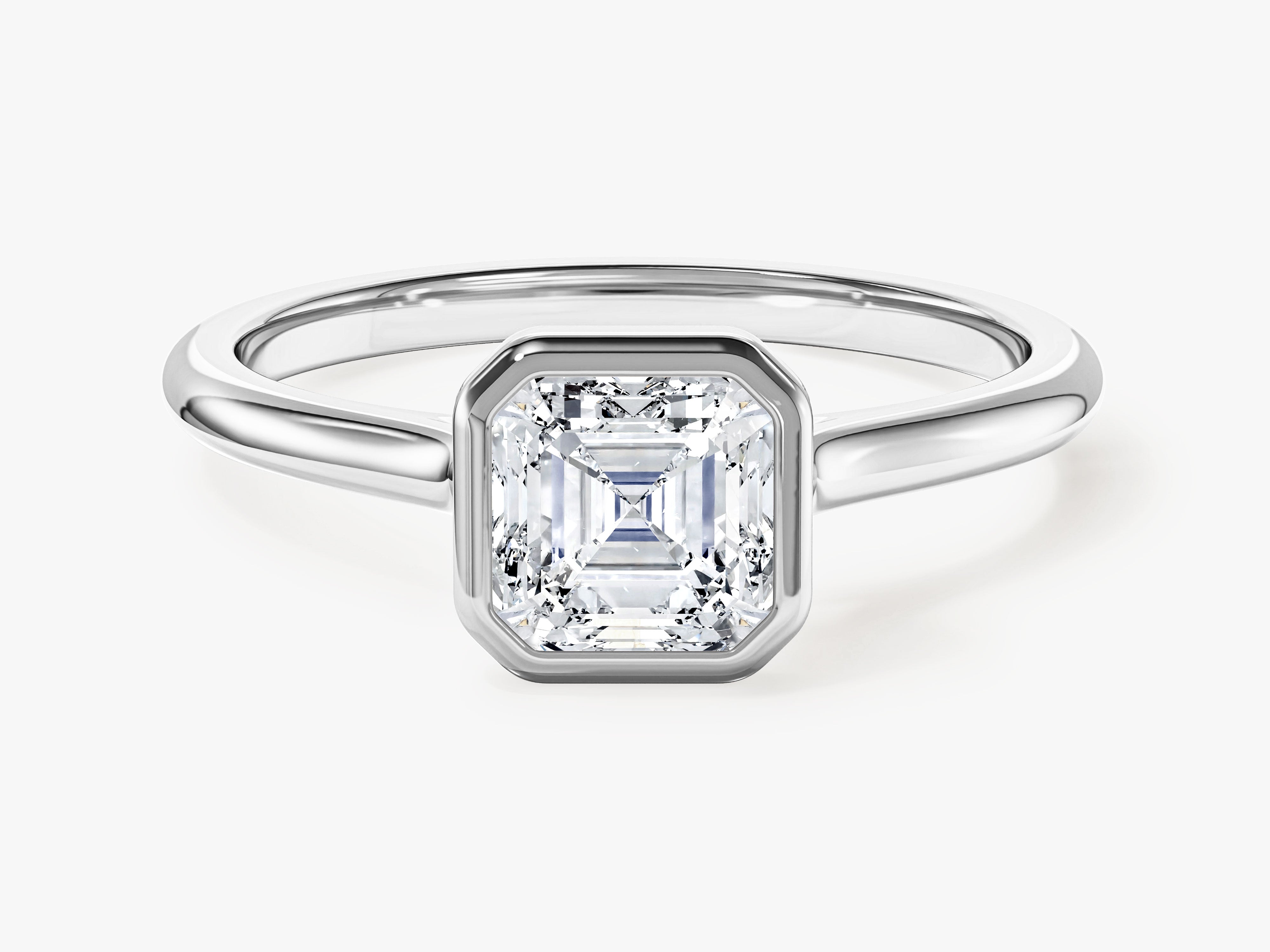 Bezel Asscher Moissanite Engagement Ring (1.00 CT)