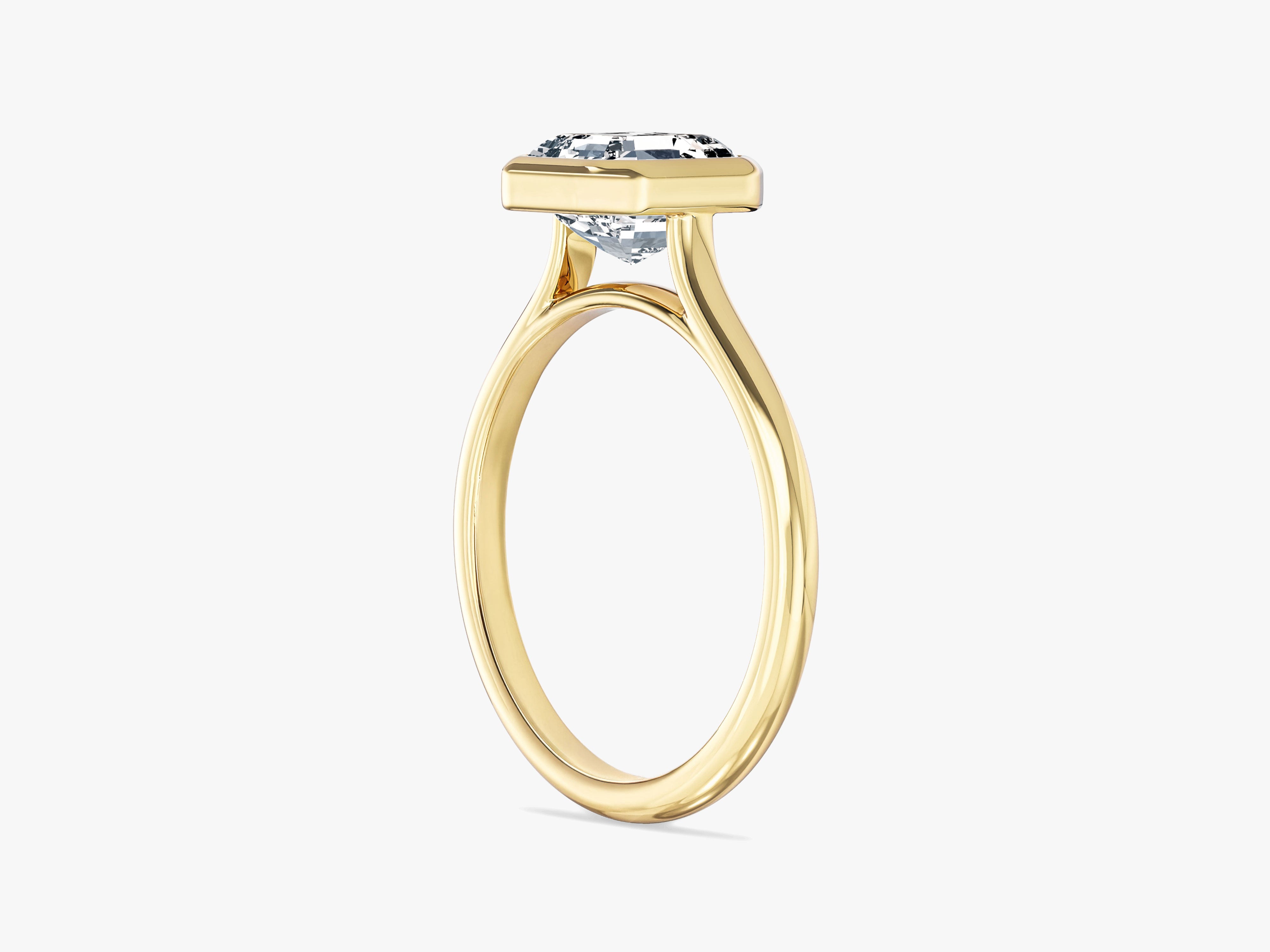 Bezel Asscher Moissanite Engagement Ring (1.50 CT)