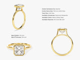 Gold ring with asscher cut diamond bezel set